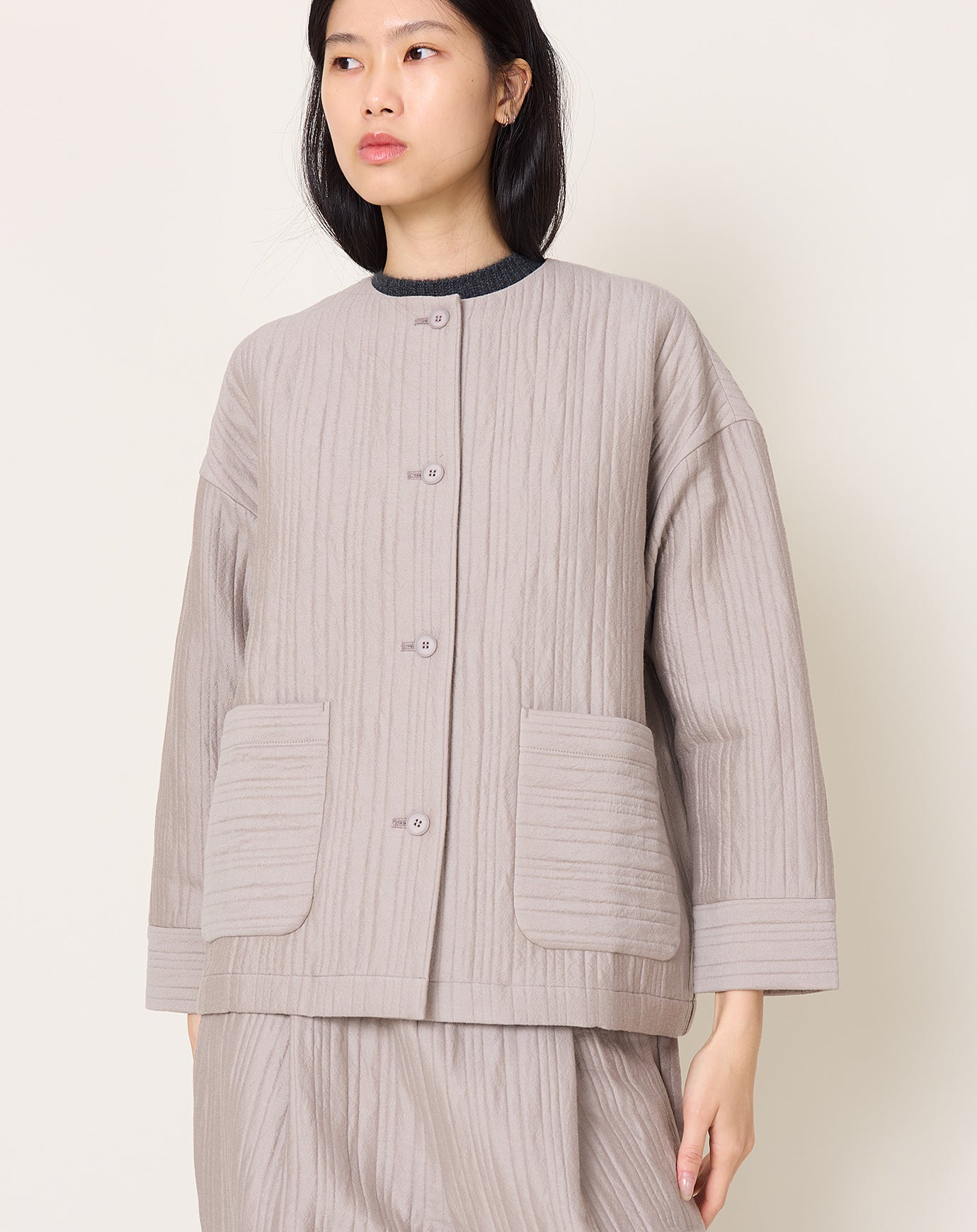 evam eva Quilting Jacket in Grege