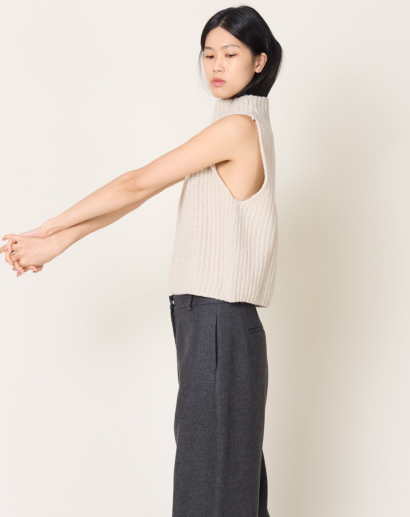 evam eva Renew Wool Vest in Ivory
