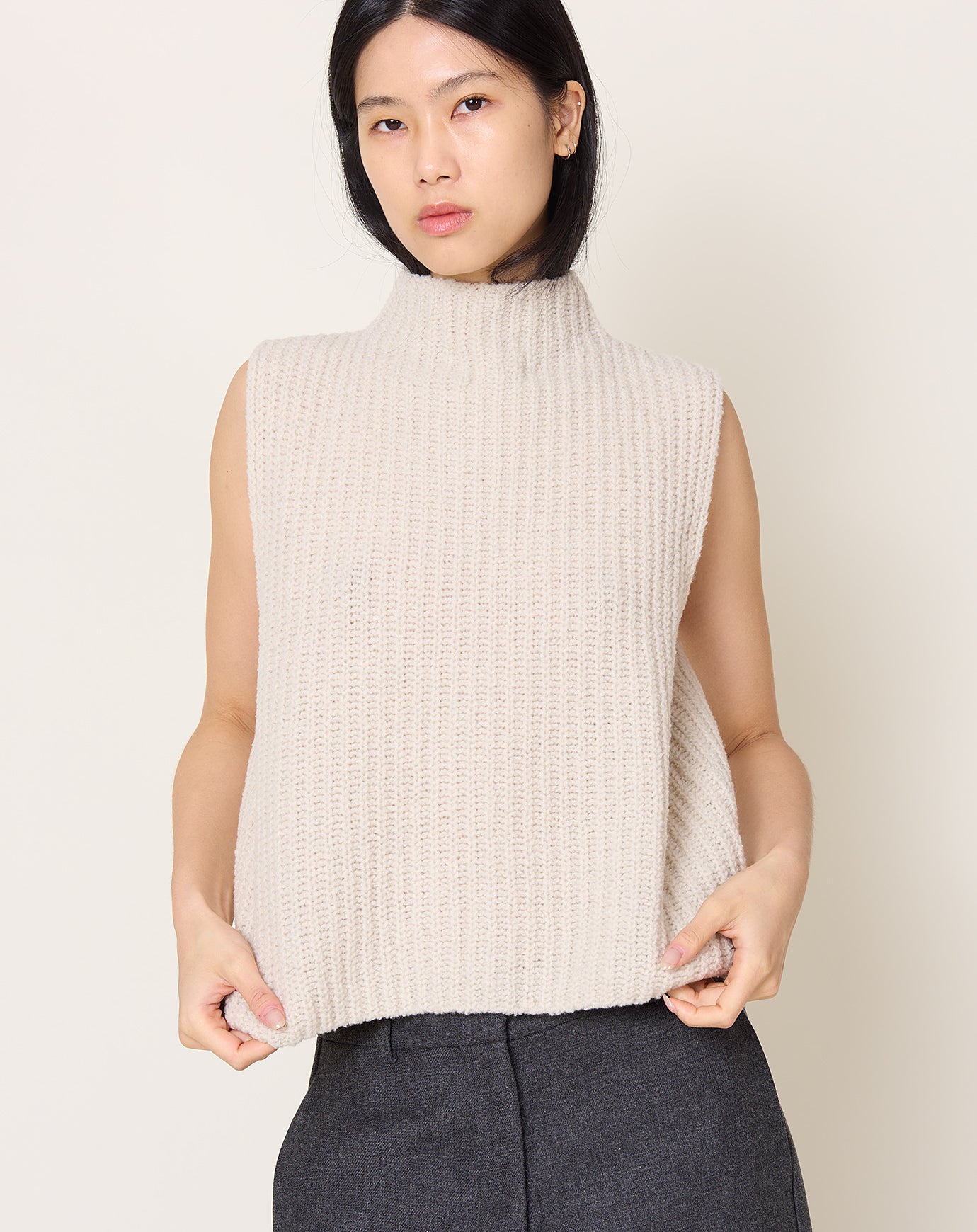 evam eva Renew Wool Vest in Ivory