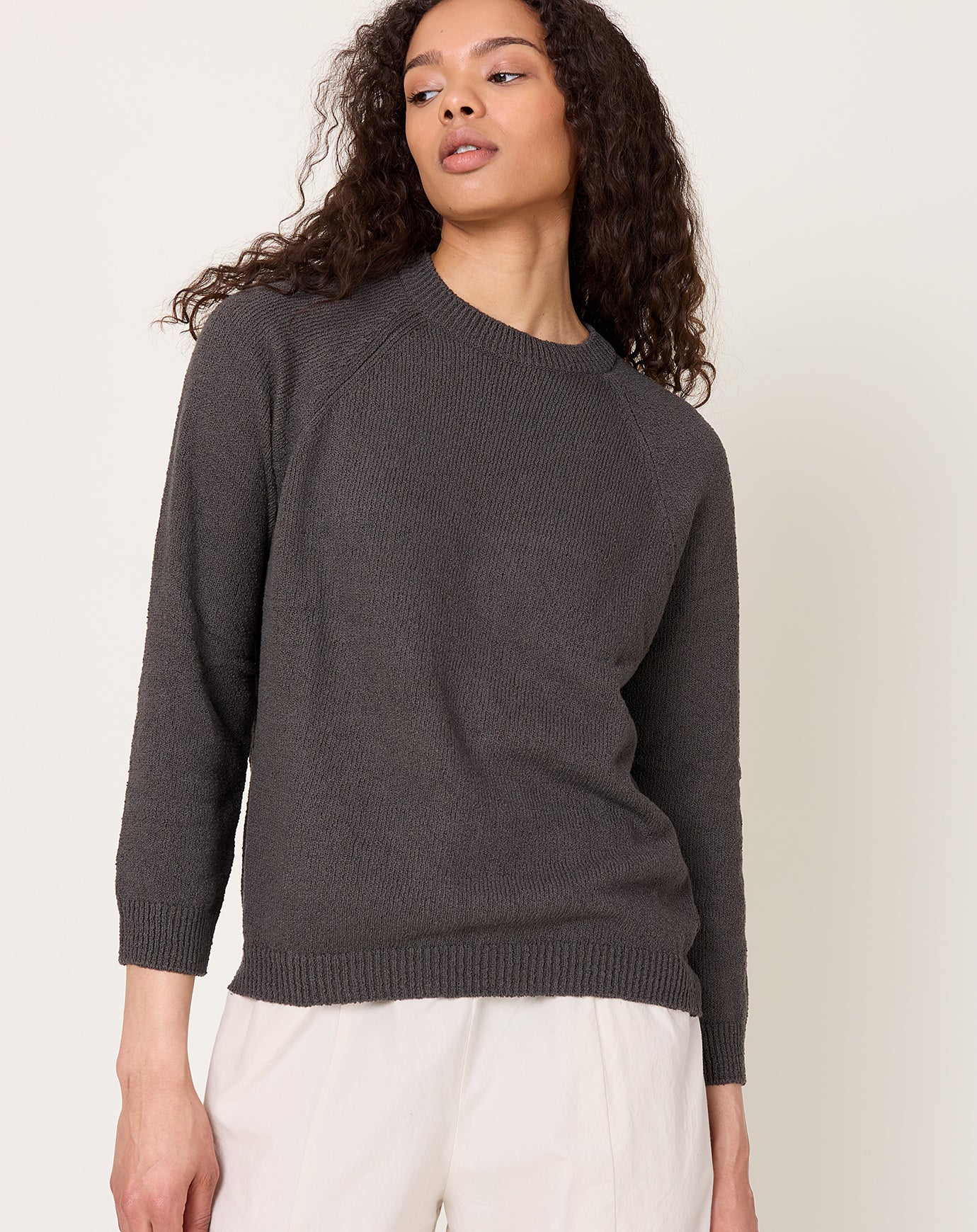 evam eva Roving Cotton Pullover in Stone Grey