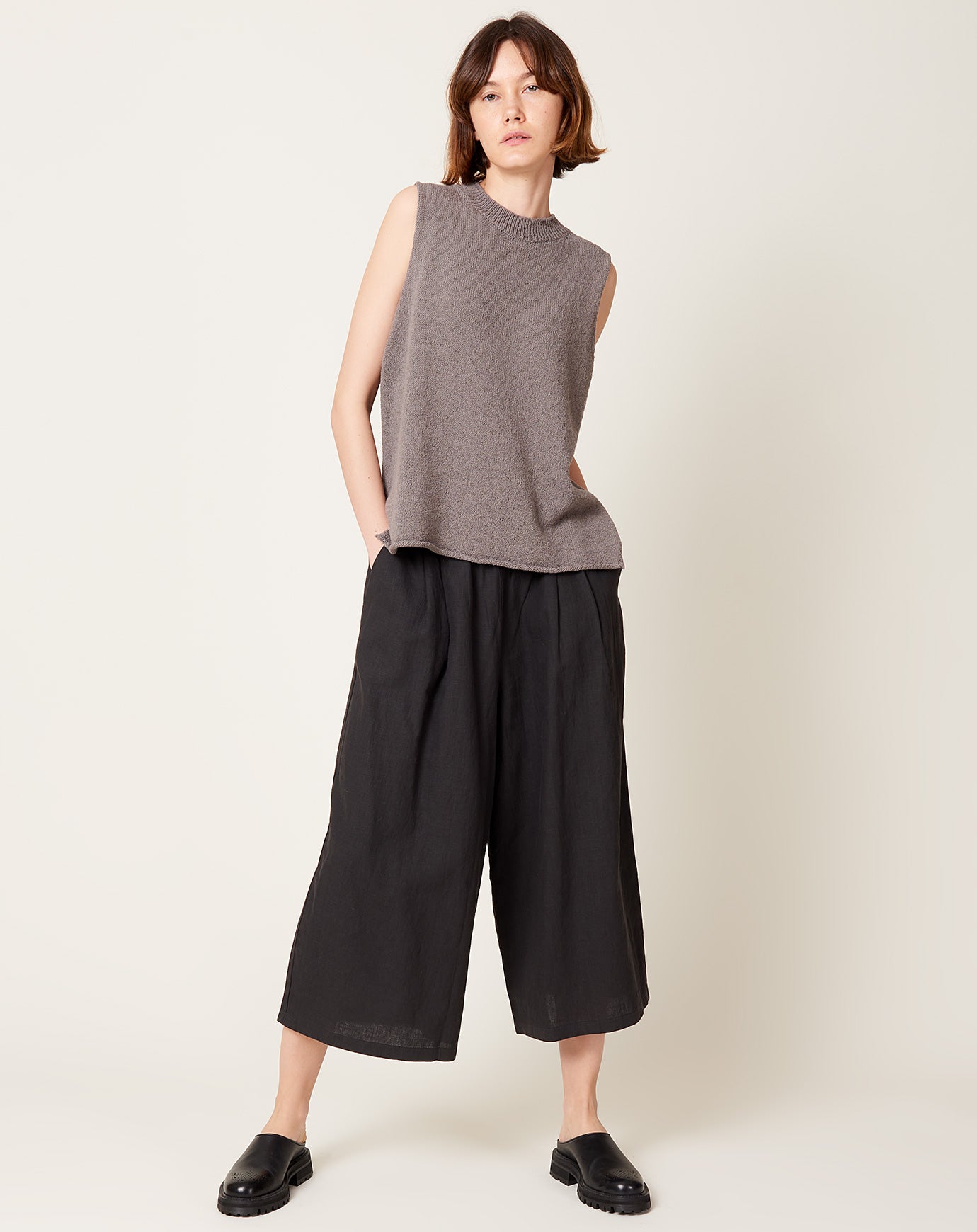 Evam Eva, Linen Wool Wrap Pants - Black, Women