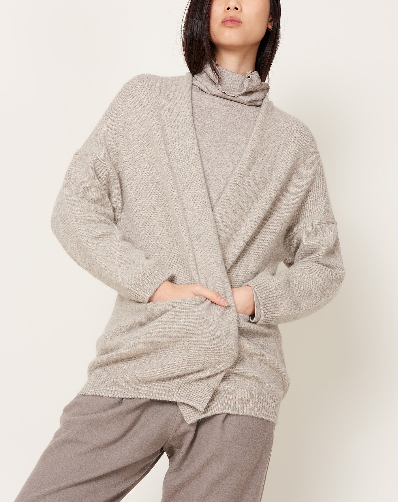 evam eva Wool Fox Cardigan in Beige