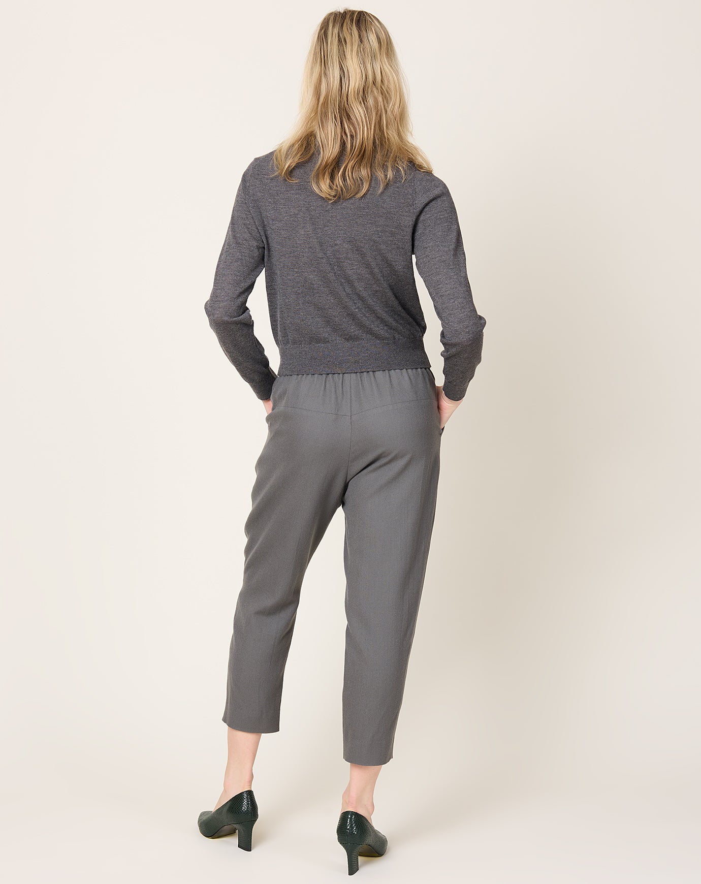 evam eva Wool Tuck Pants in Grey