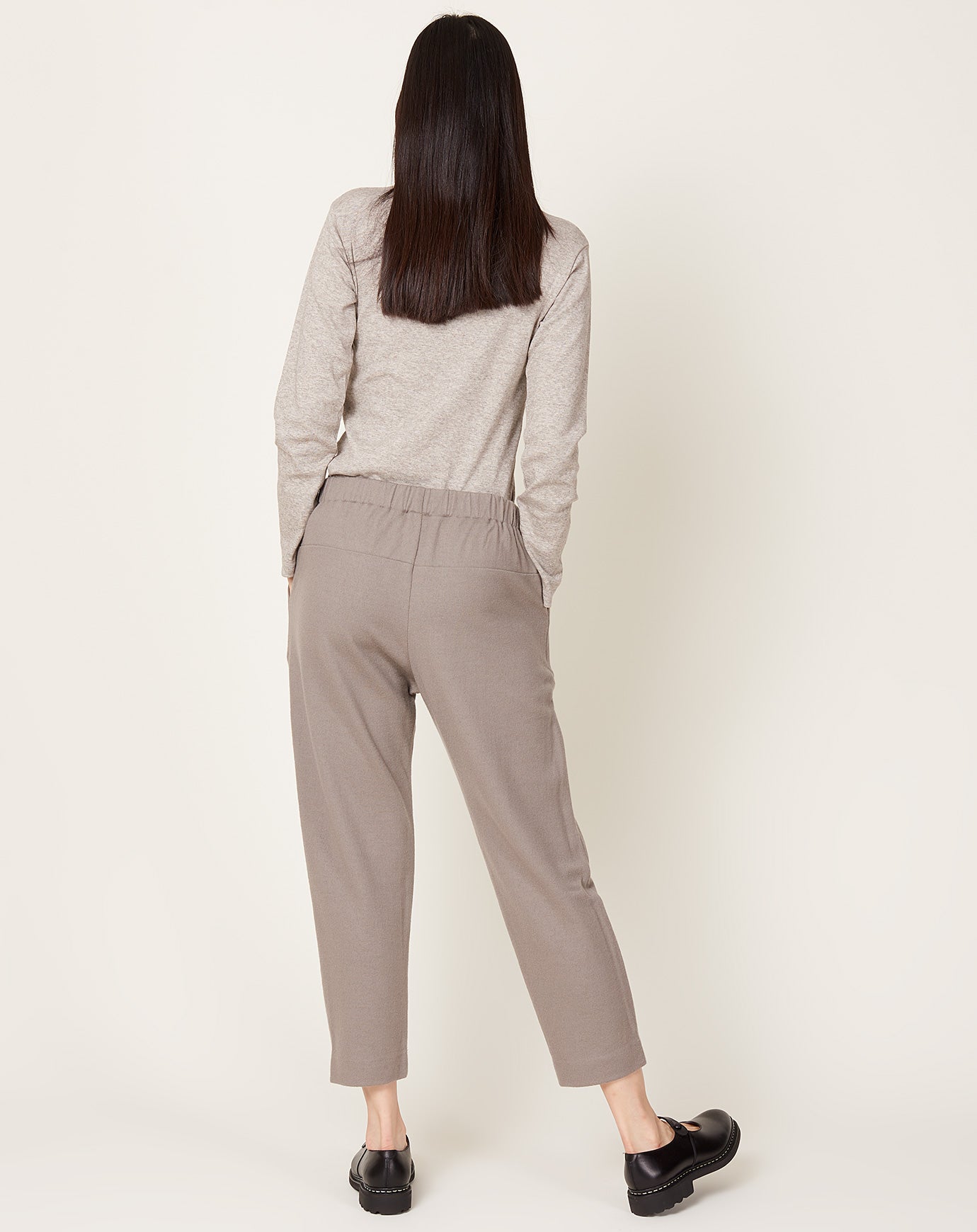 evam eva Wool Tuck Pants in Mocha