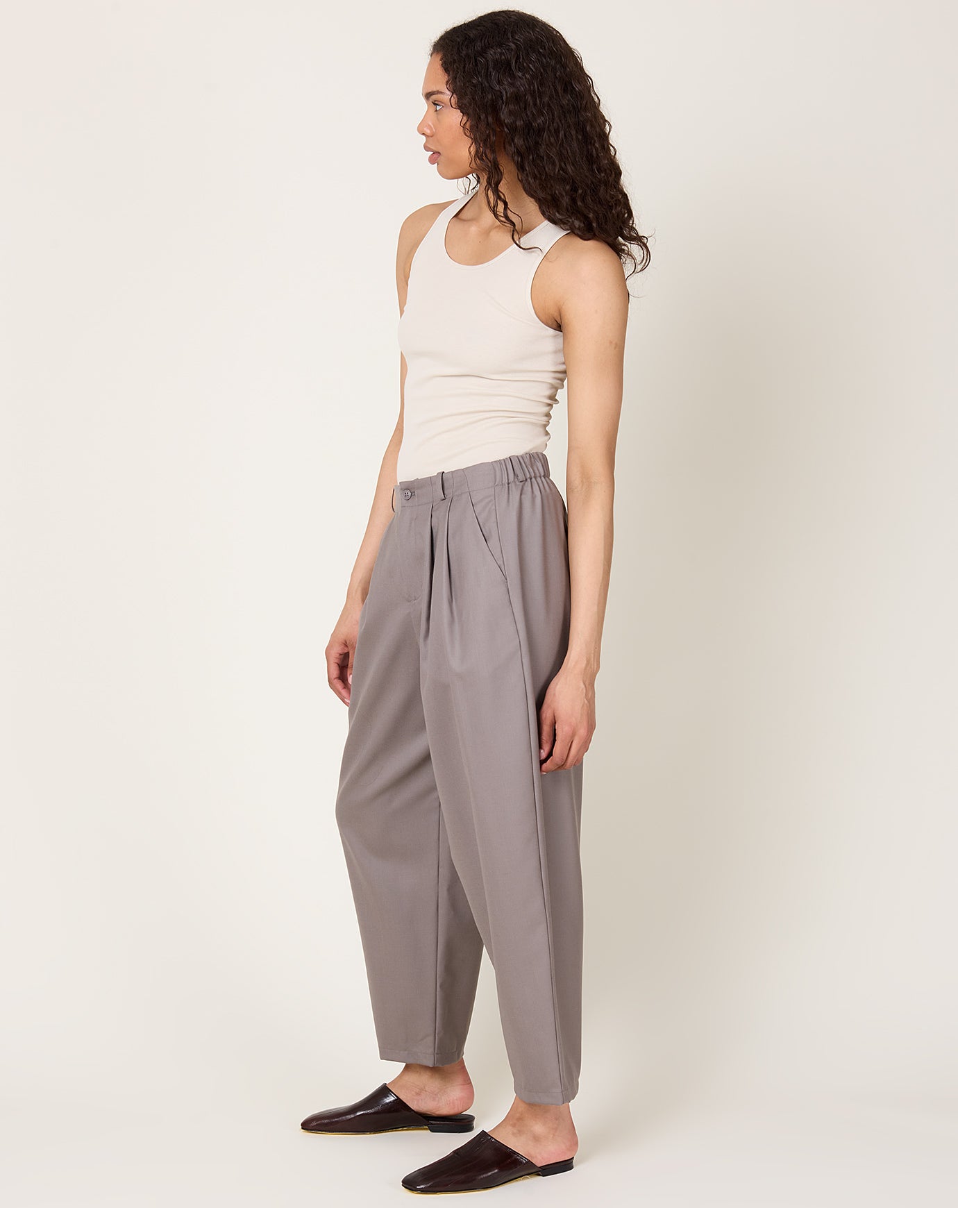 evam eva Wool Volume Pants in Otter Grey