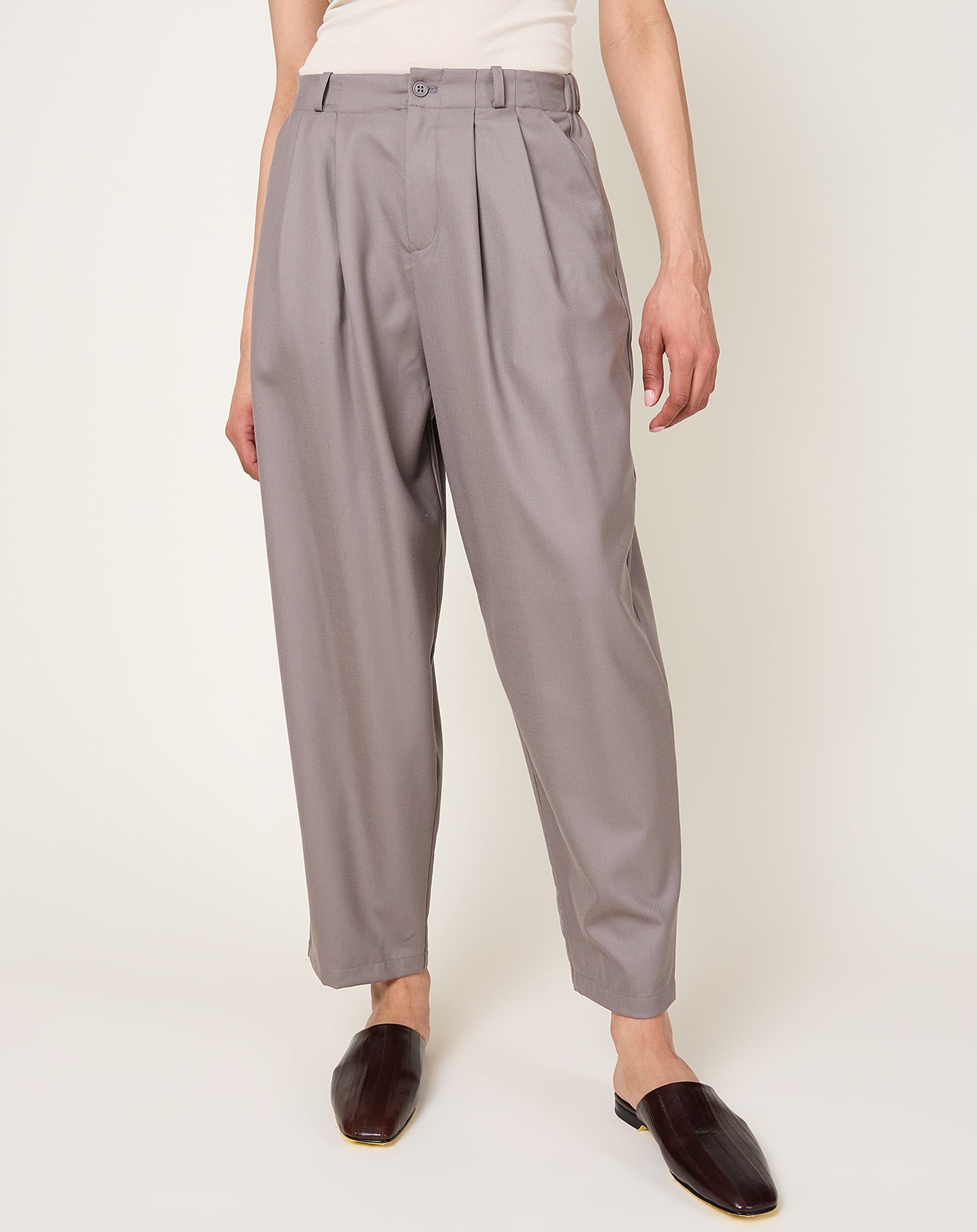 evam eva Wool Volume Pants in Otter Grey