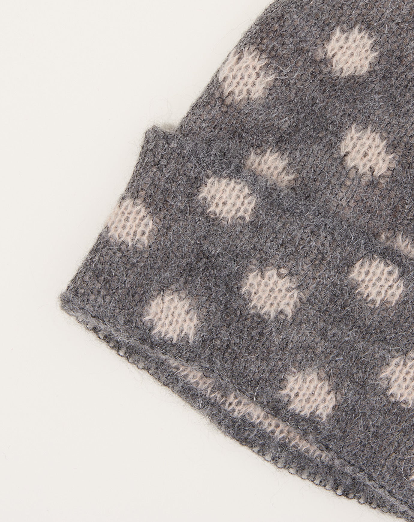 Exquisite J Knit Dots Beanie in Grey & Petal Pink