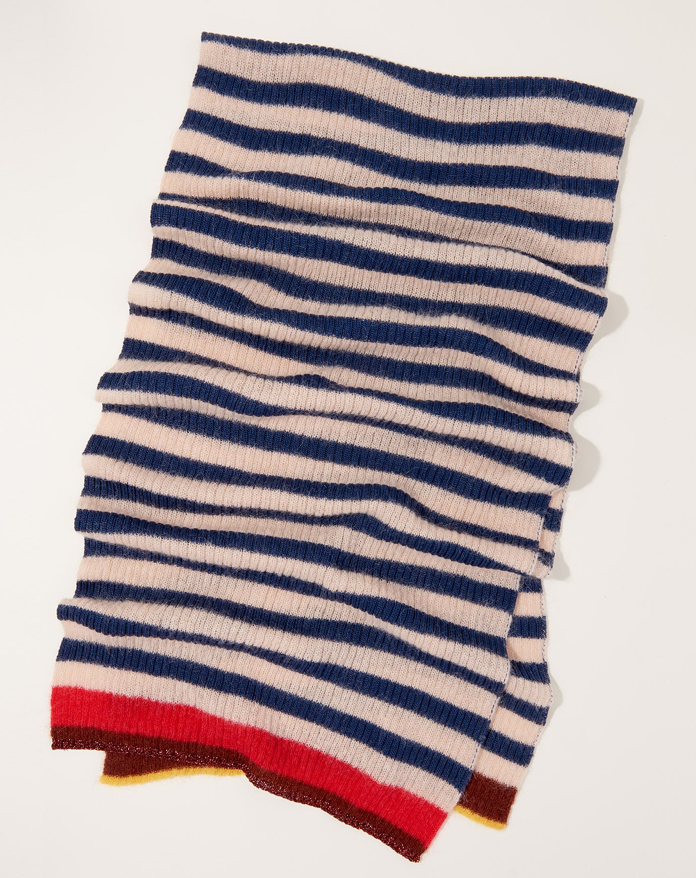 Exquisite J Mohair & Alpaca Navy Knit Stripe Scarf