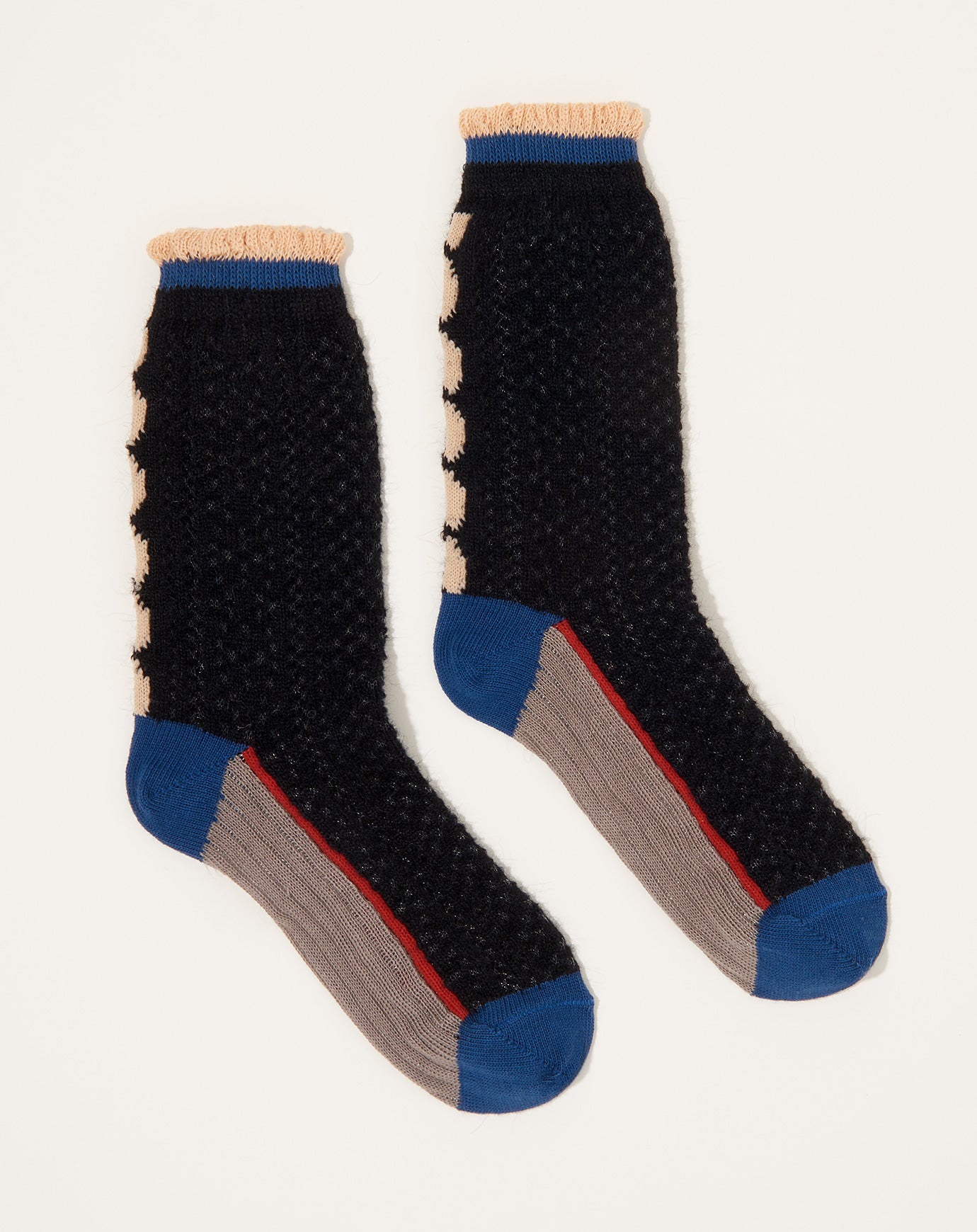 Exquisite J Mohair Simple Braid Socks in Navy
