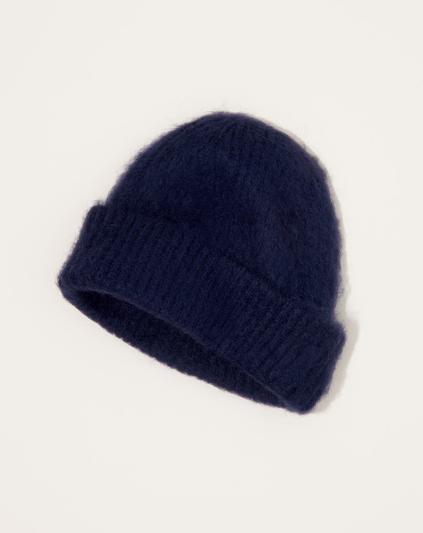 Exquisite J Mohair Wool Brushed Beanie in Blueberry