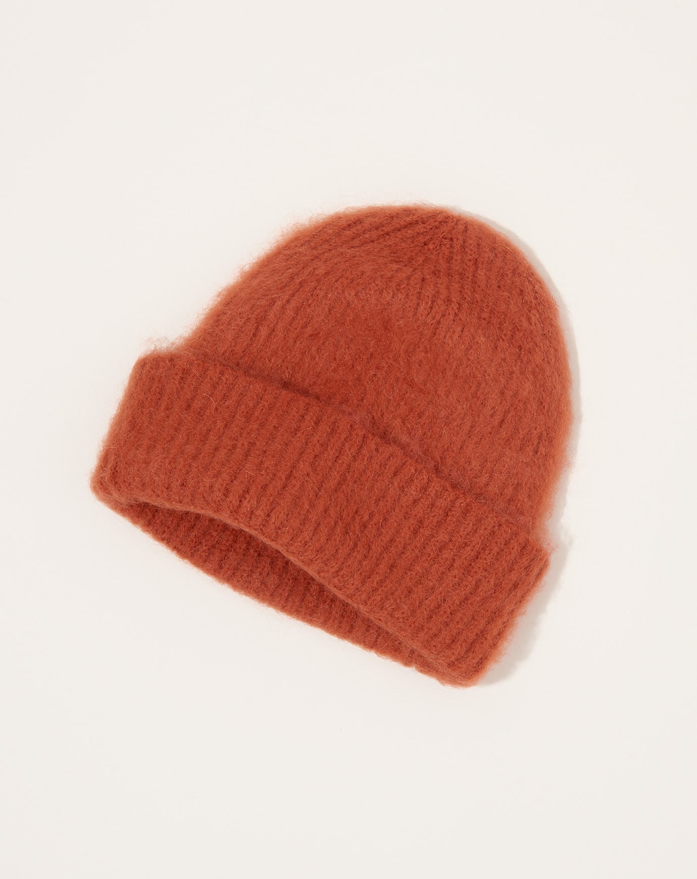 Exquisite J Mohair Wool Brushed Beanie in Rust