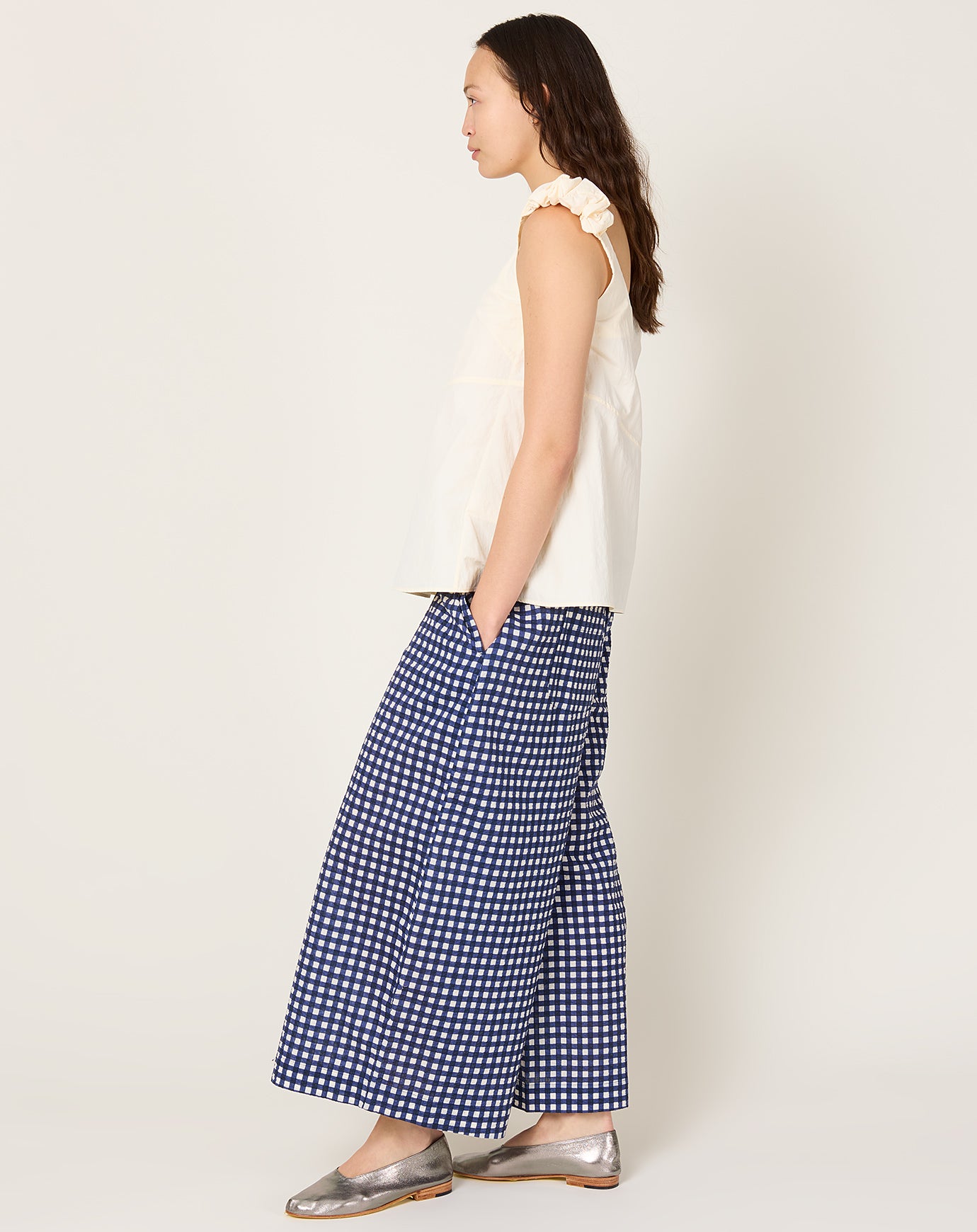 Fabiana Pigna Gaul Pant in Blue Gingham