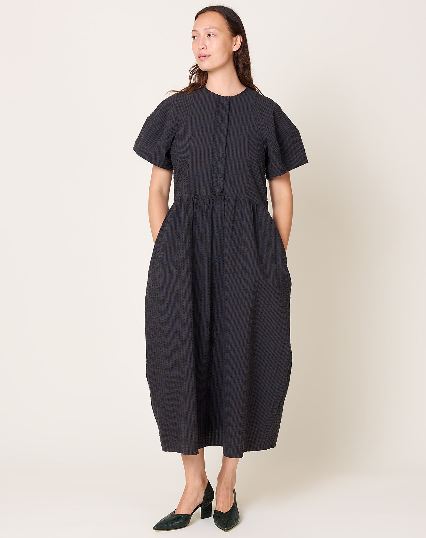 Fabiana Pigna Malu Dress in Navy Brown Melange