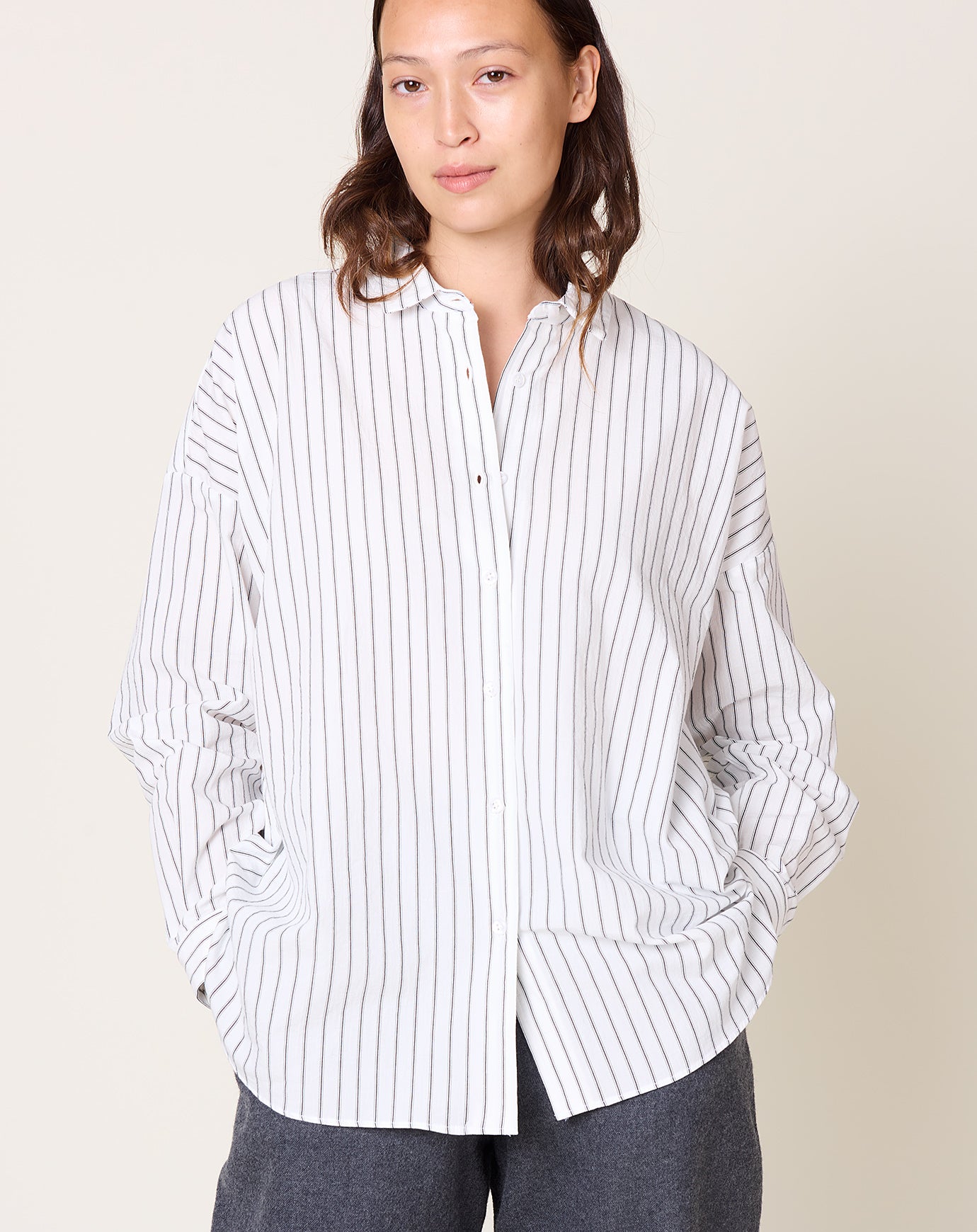 Fabiana Pigna Segun Blouse in Black & White Pinstripe