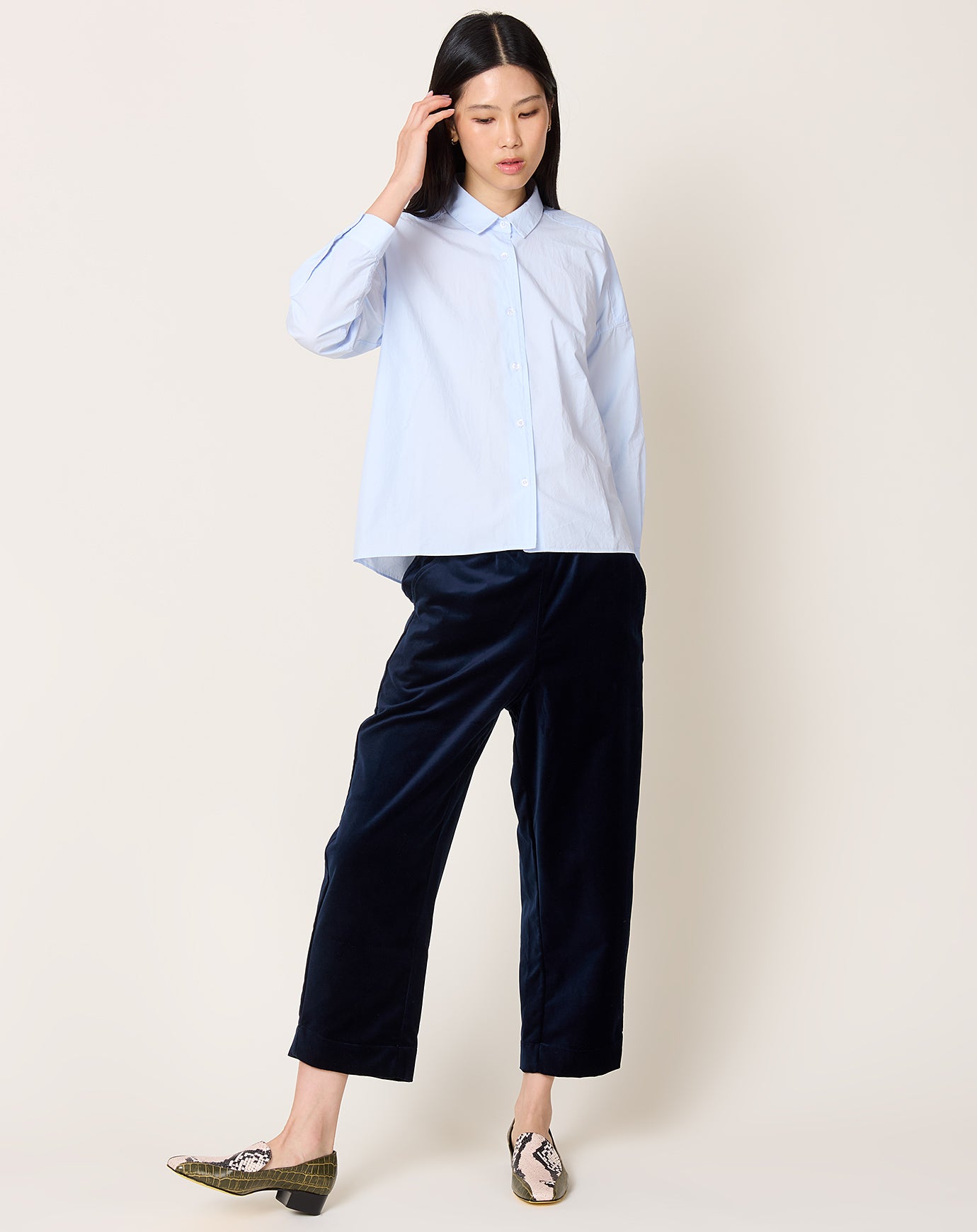 Fabiana Pigna Velvet Torme Pant in Ciel de Nuit