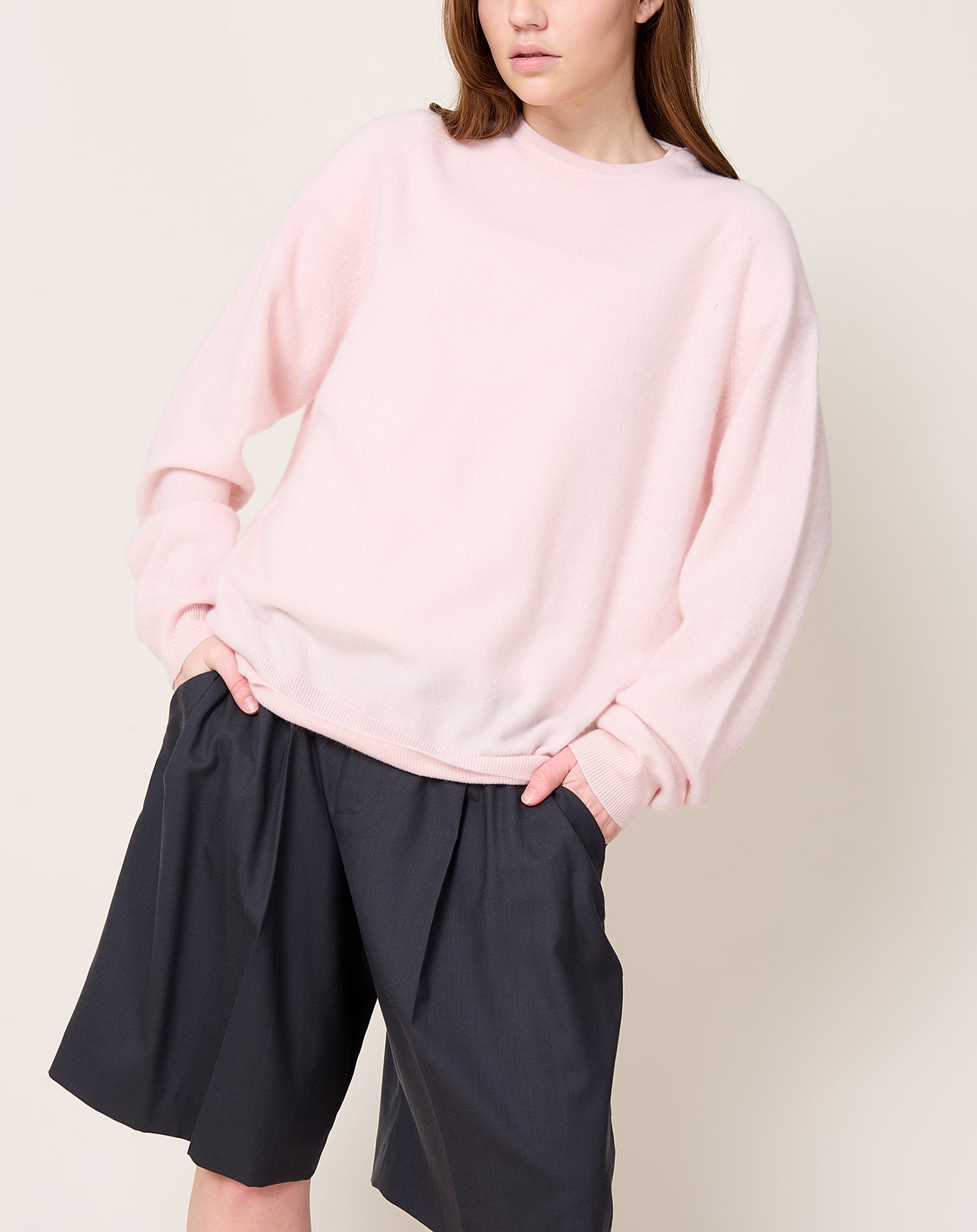 Frenckenberger BF R Neck Sweater in Light Pink