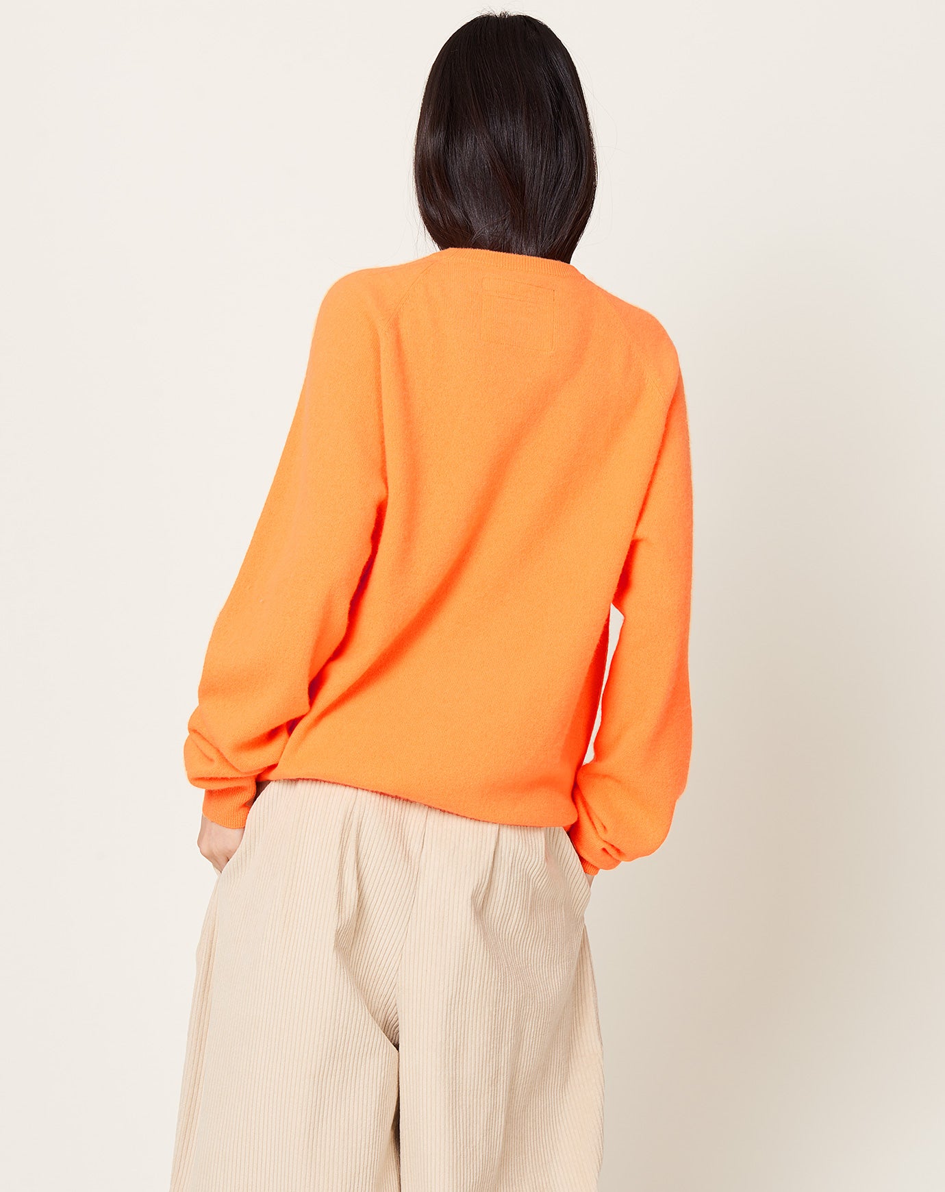 Frenckenberger Boyfriend R Neck Sweater in Neon Orange