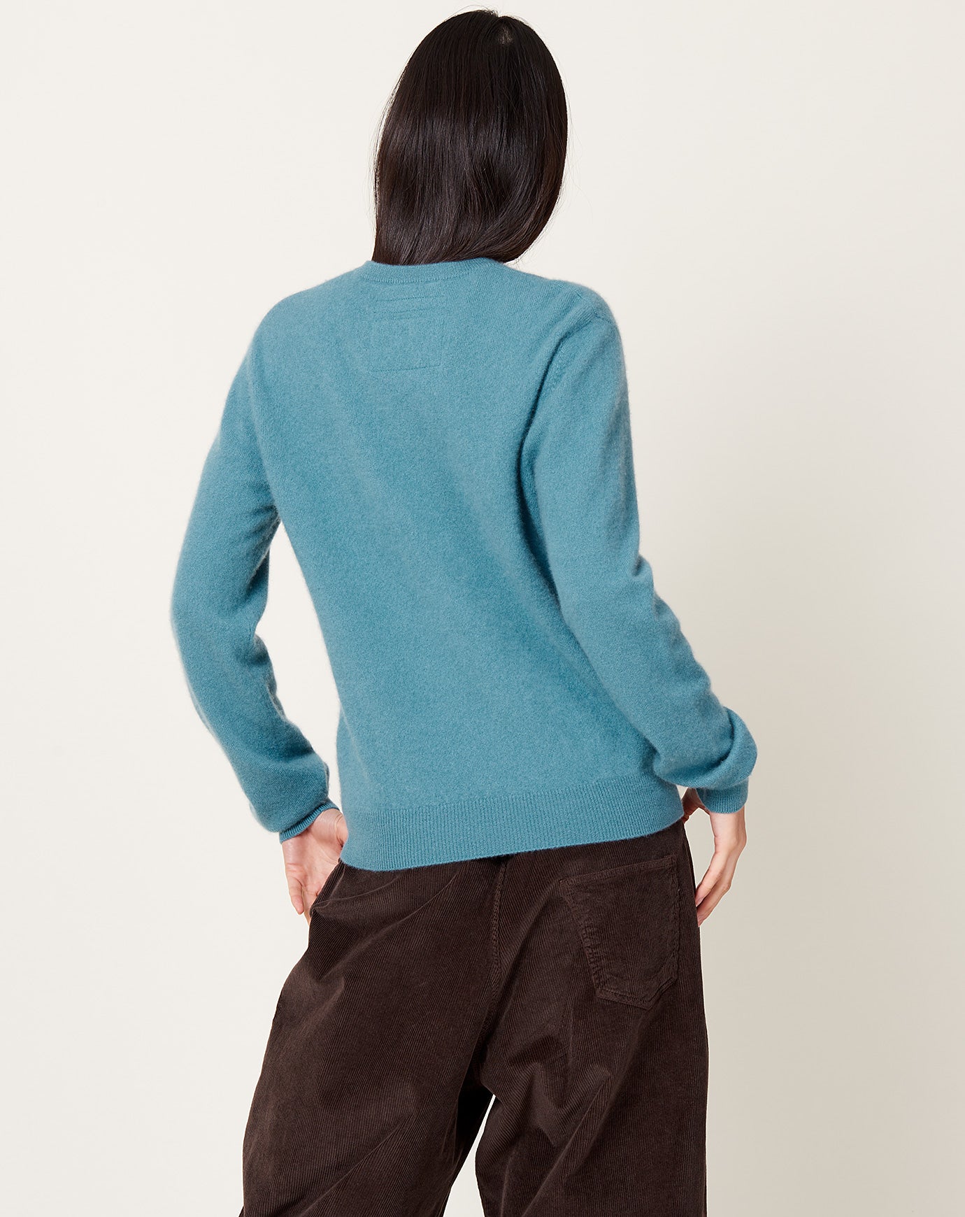 Frenckenberger Mini R Neck Sweater in Faded Blue