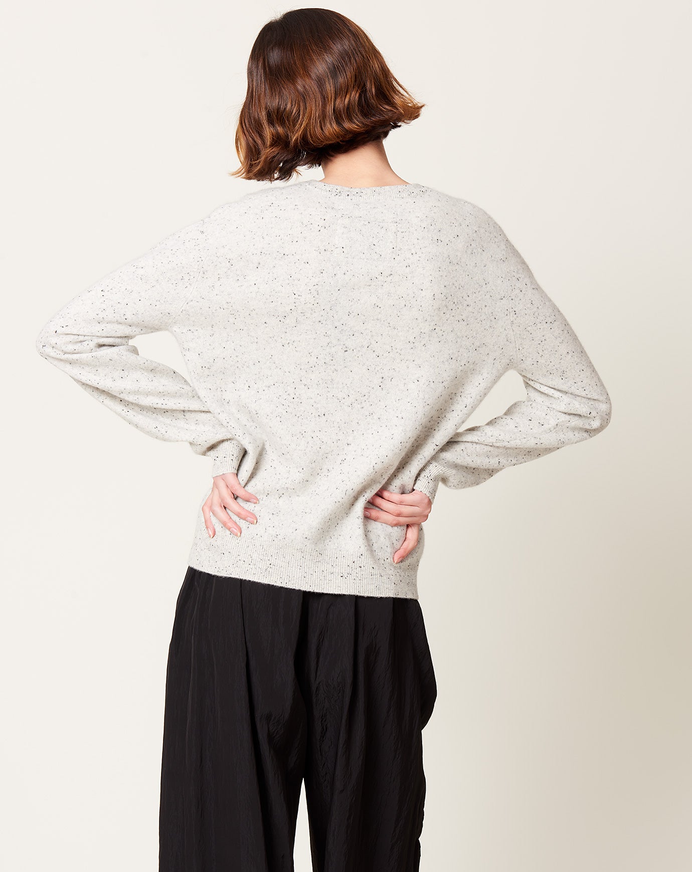 Frenckenberger Mini R Neck Sweater in Pointilised Frost