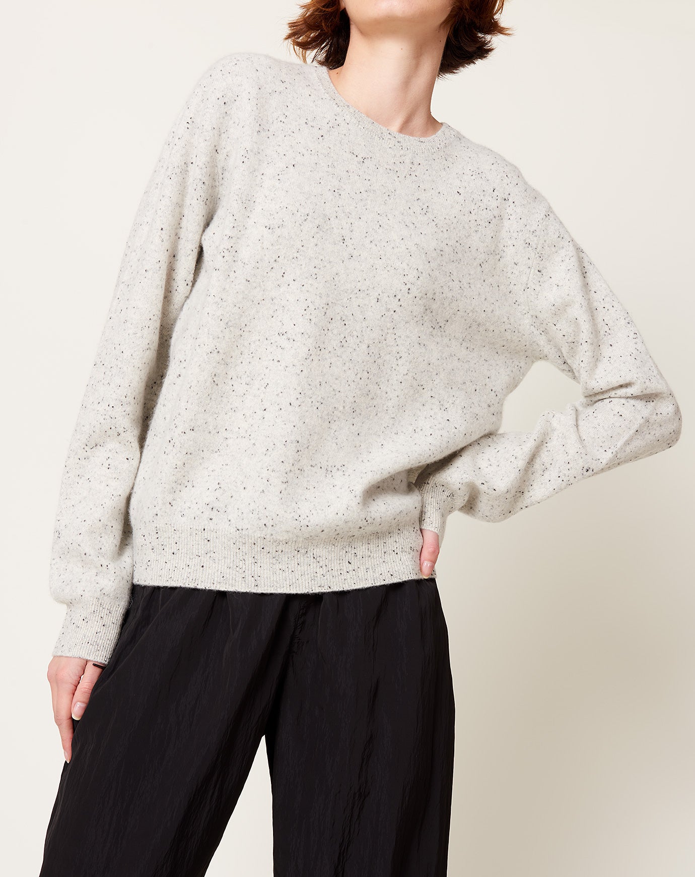 Frenckenberger Mini R Neck Sweater in Pointilised Frost