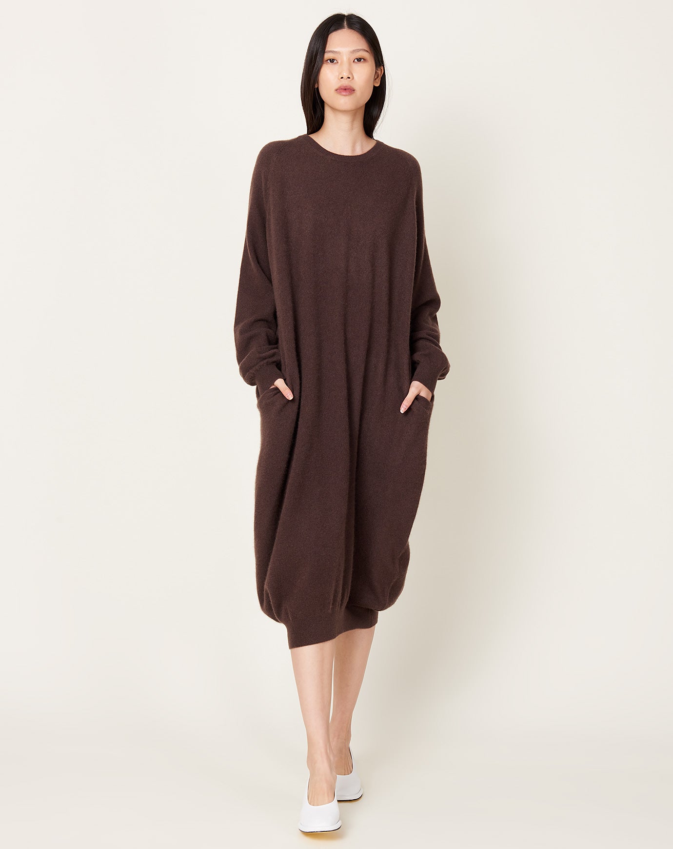 Frenckenberger Mono Balloon Dress in Faded Brown