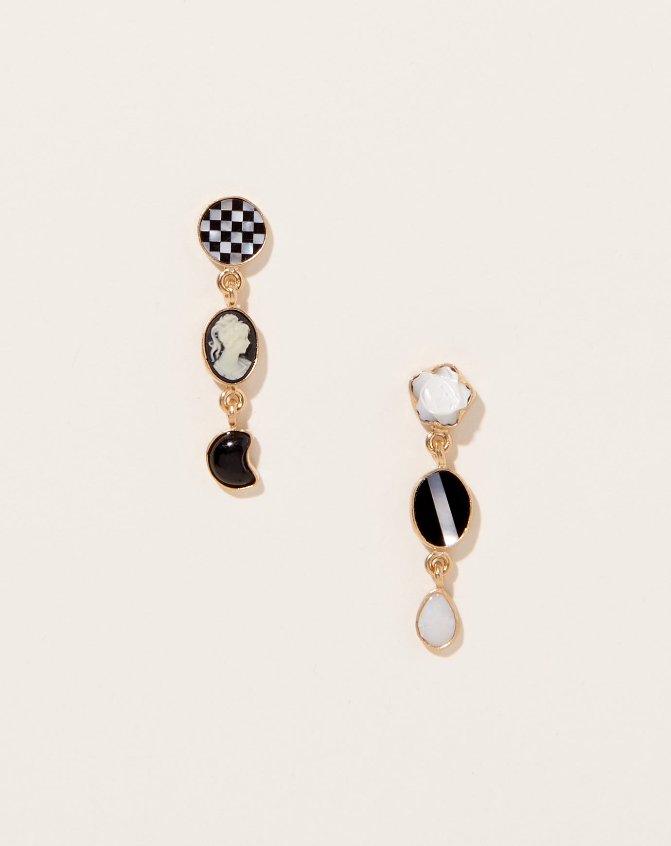 Grainne Morton Onyx Three Charm Moving Drop Earrings