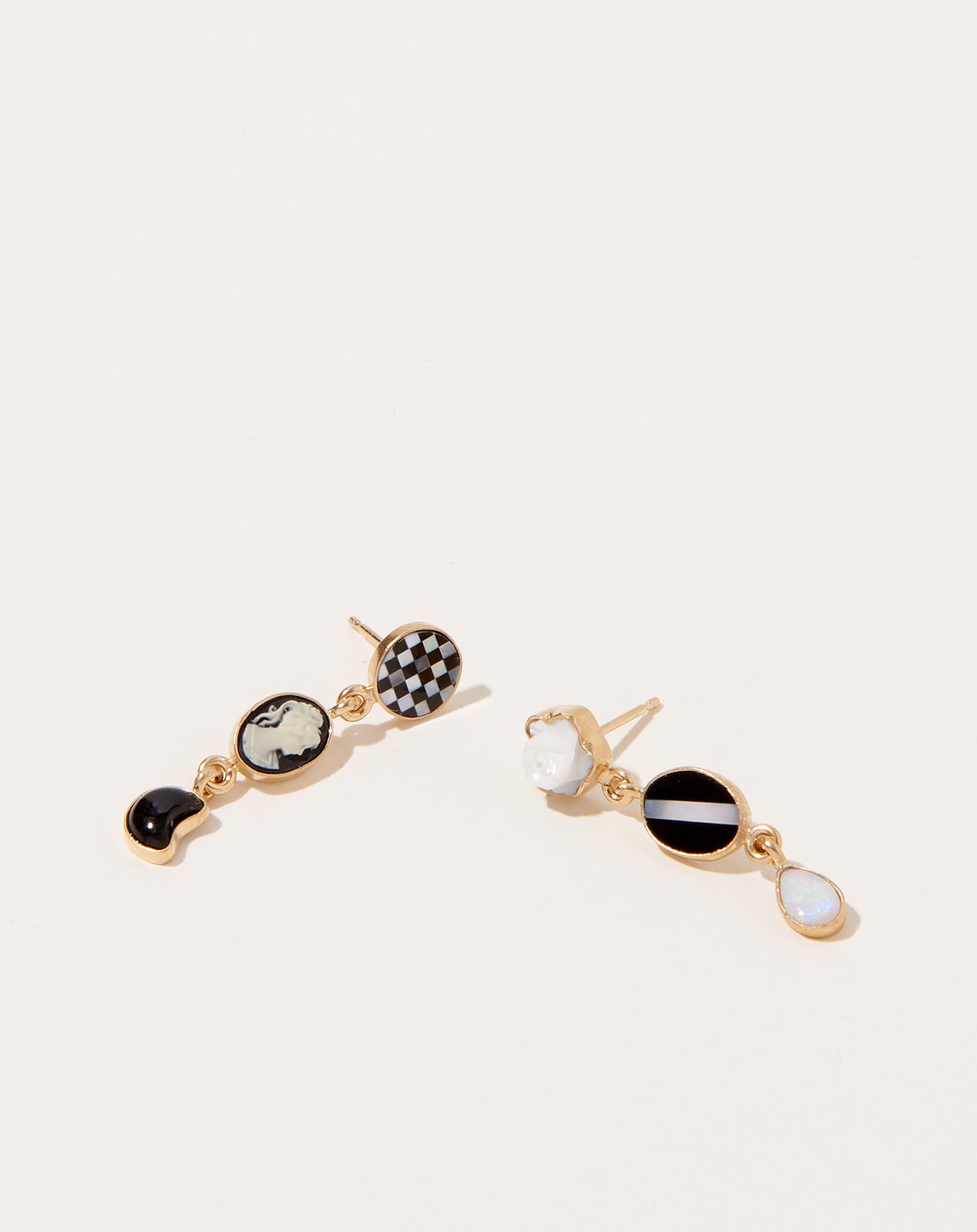 Grainne Morton Onyx Three Charm Moving Drop Earrings