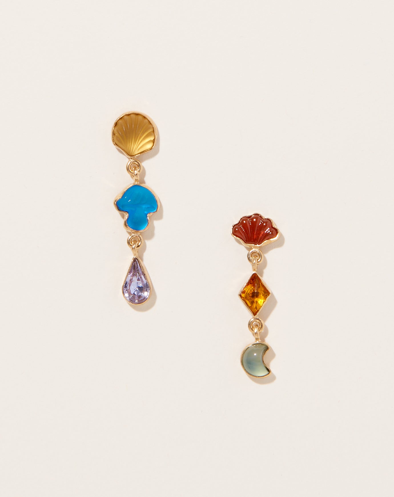 Grainne Morton Blue Chalcedony Three Charm Moving Drop Earrings