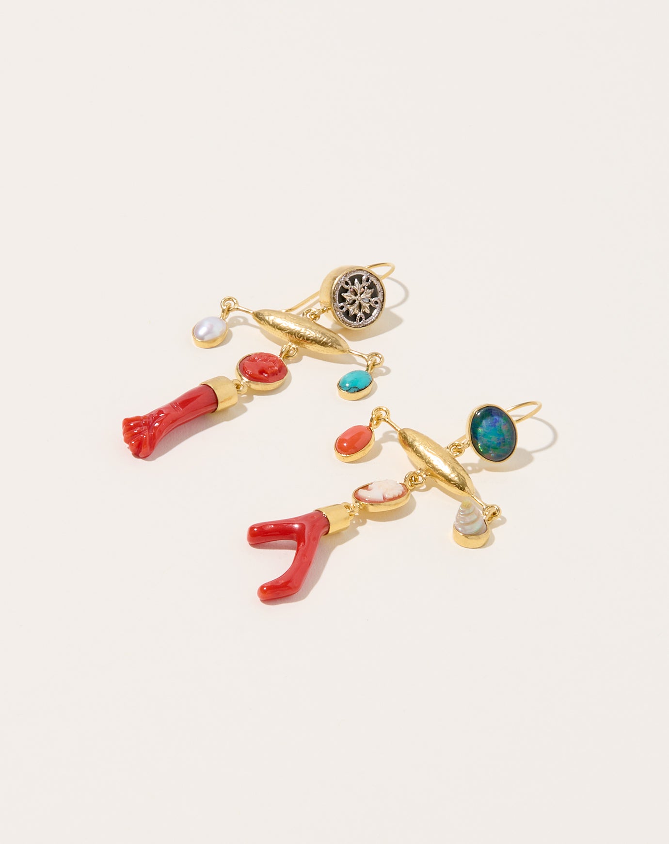 Grainne Morton Coral and Turquoise Balance Drop Earrings