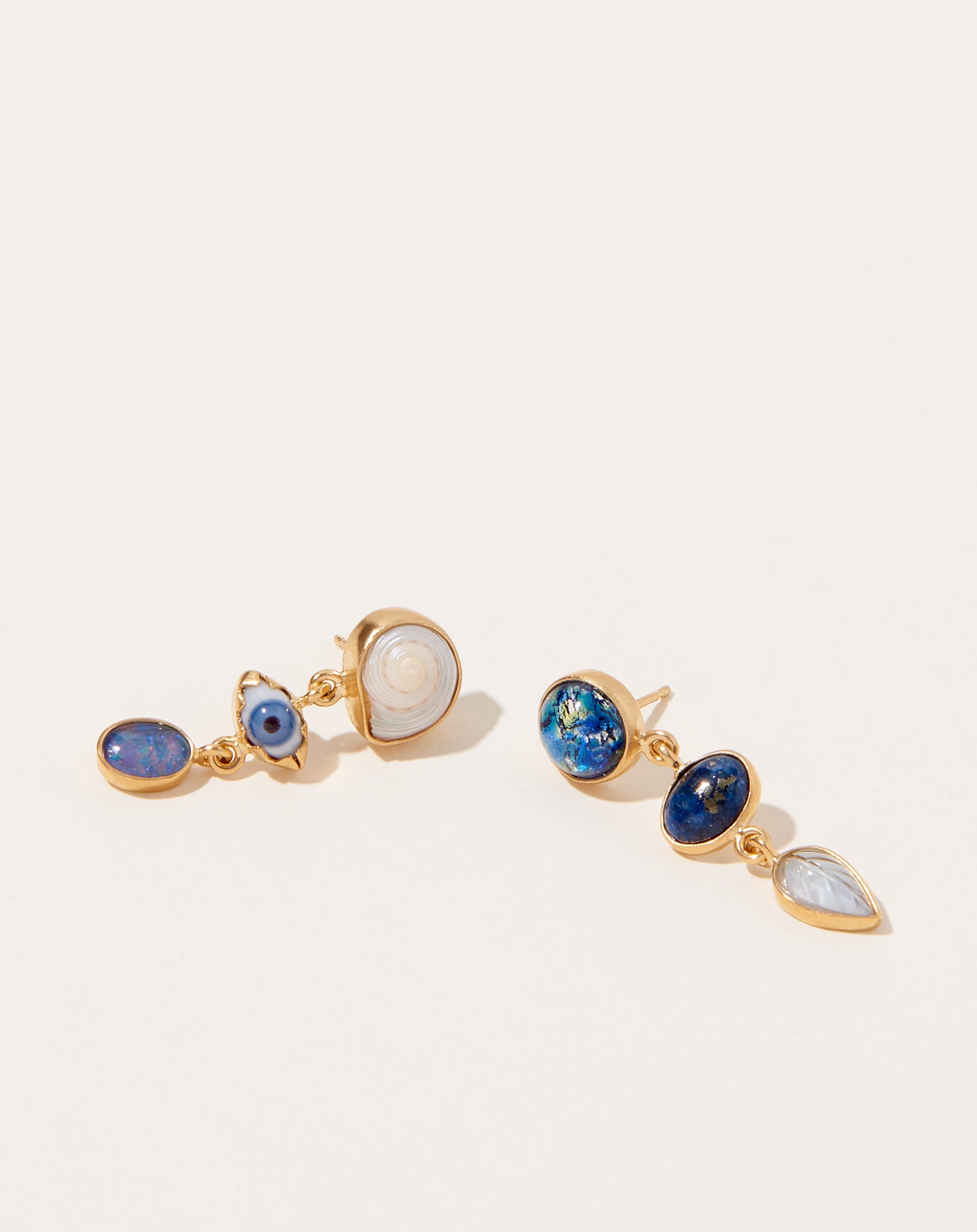 Grainne Morton Lapis Three Charm Moving Drop Earrings