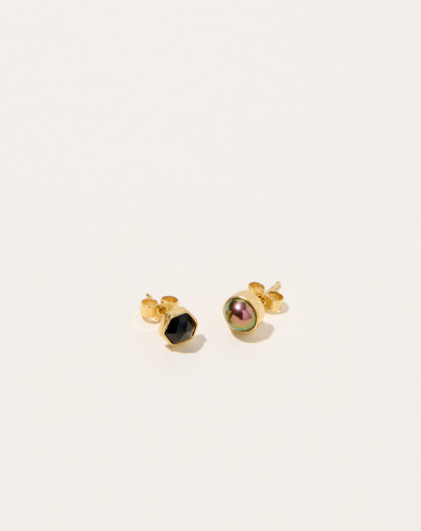 Grainne Morton Mismatched Black Pearl Studs