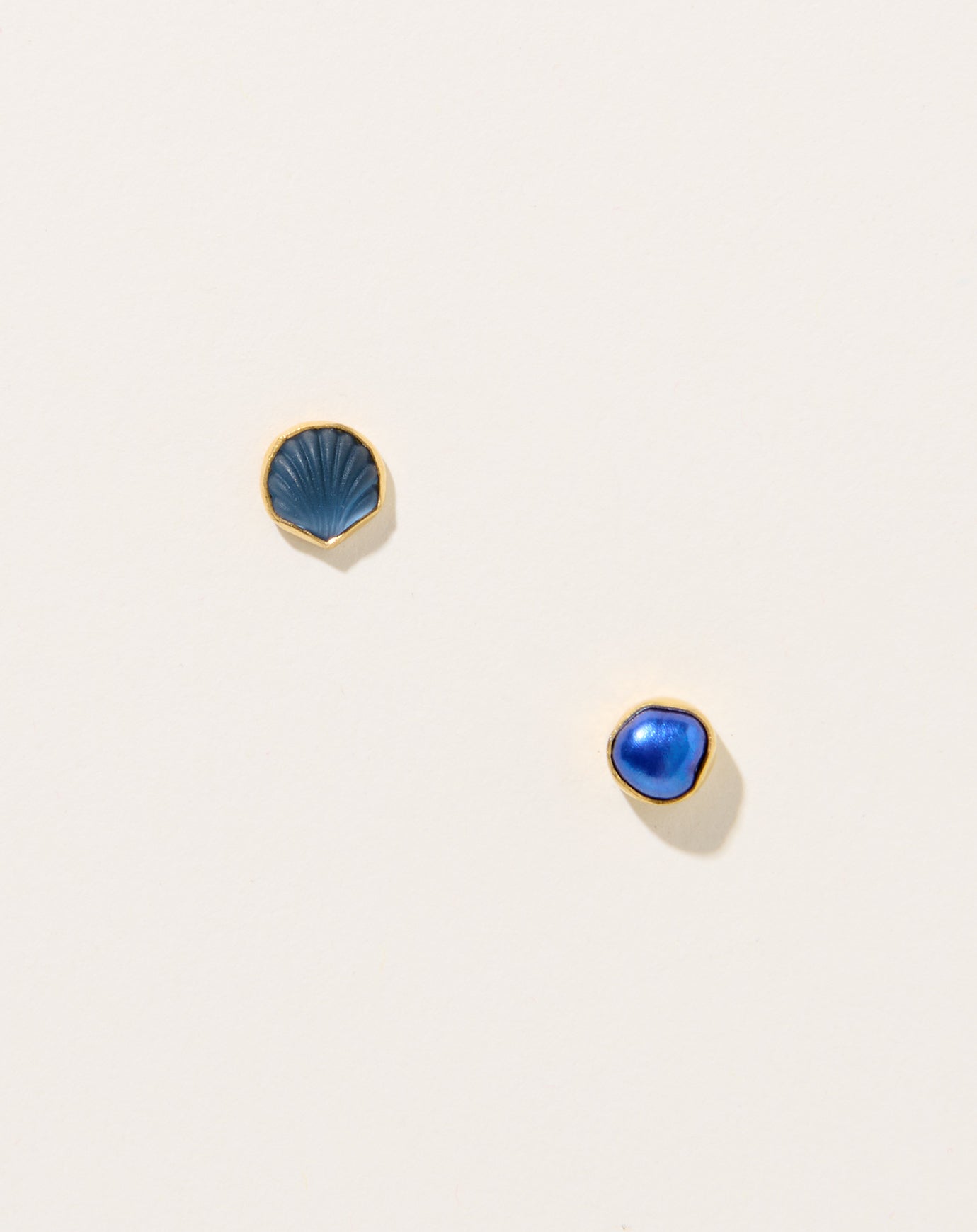 Grainne Morton Mismatched Blue Pearl and Shell Studs