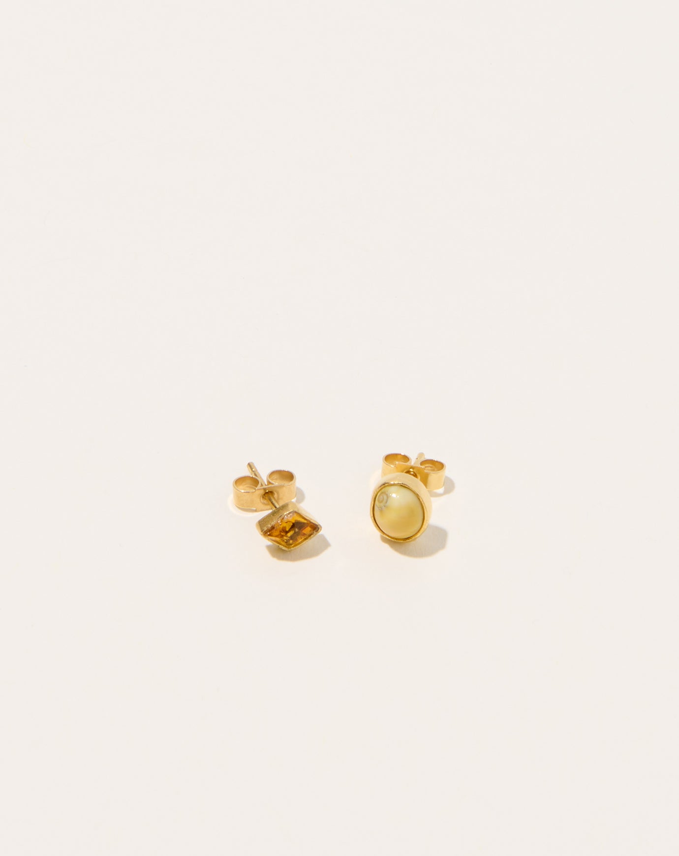 Grainne Morton Mismatched Shell and Vintage Rhinestone Studs