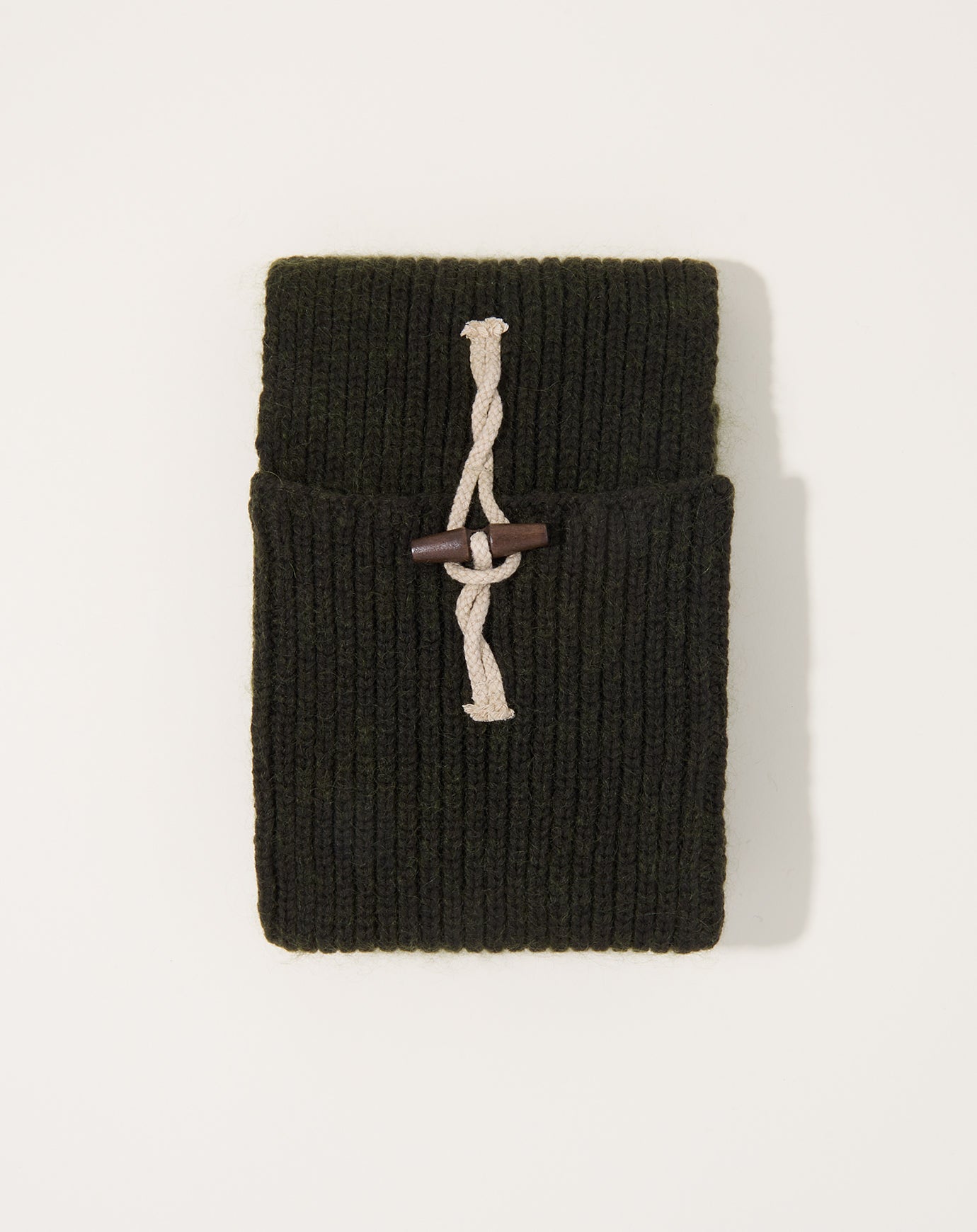 Hender Scheme Knitted Pocket Scarf in Khaki Green
