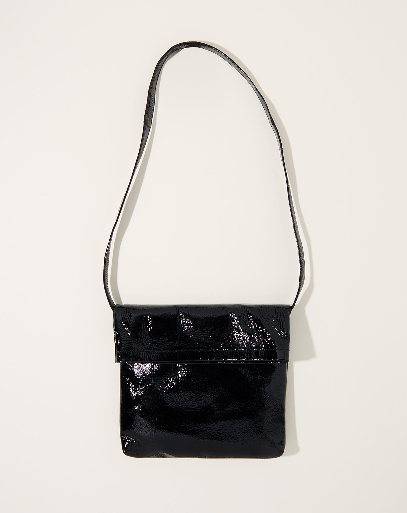 Hender Scheme Patent Horse Flap Shoulder Bag in Black