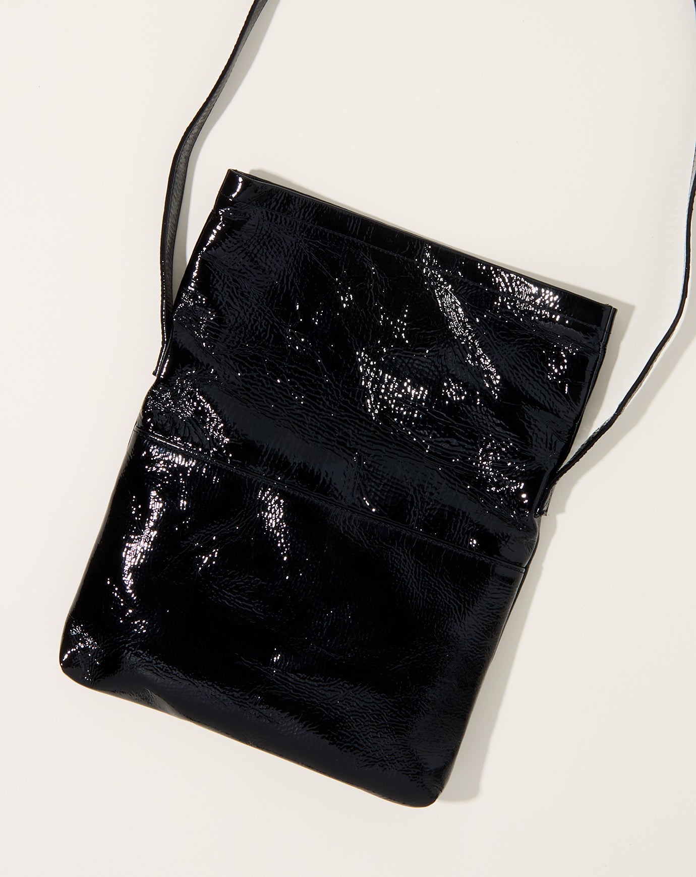 Hender Scheme Patent Horse Flap Shoulder Bag in Black