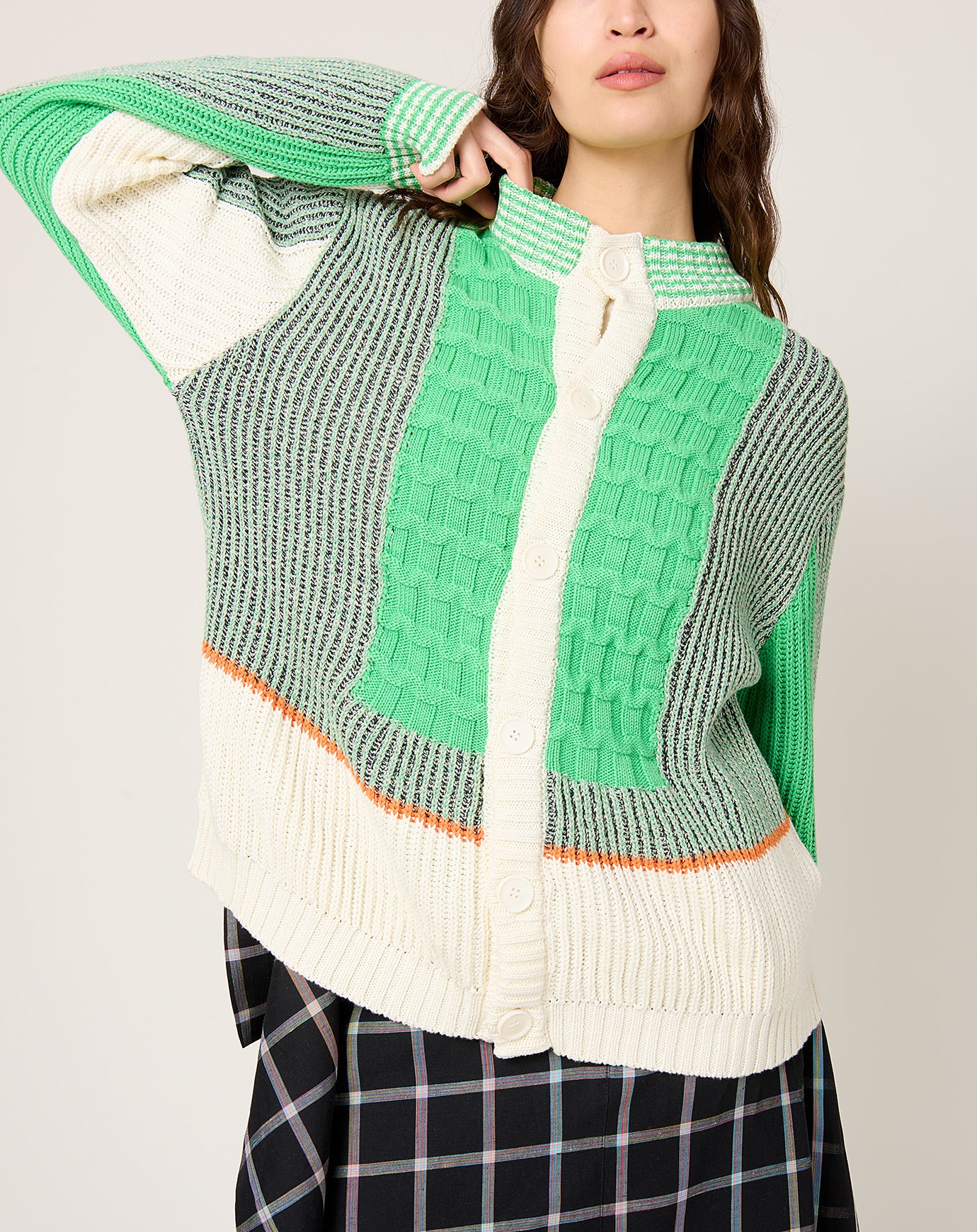 Henrik Vibskov Abundance Cardigan in Green Grey Denim
