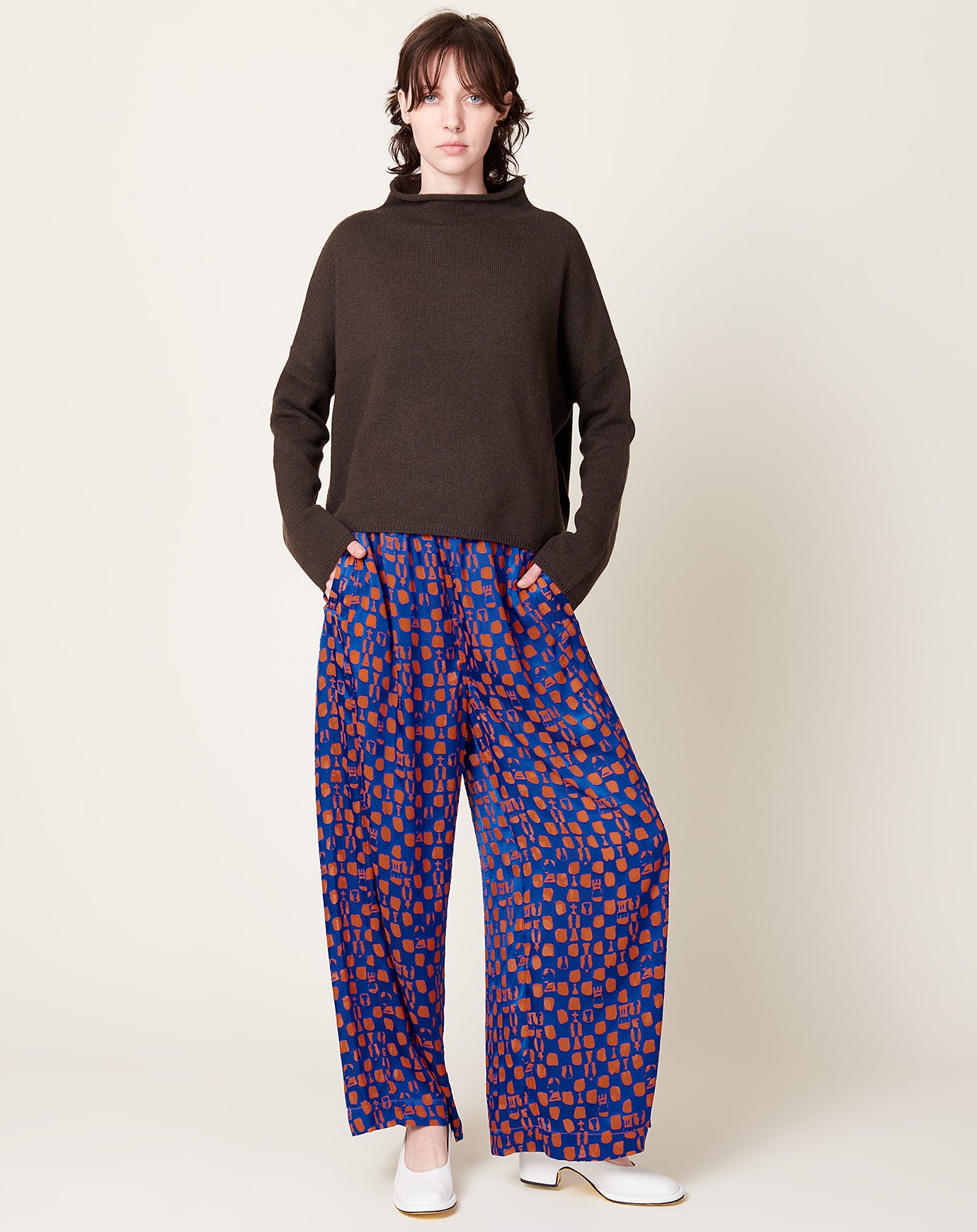 Henrik Vibskov Chewing Pant in Rust Blue Chess