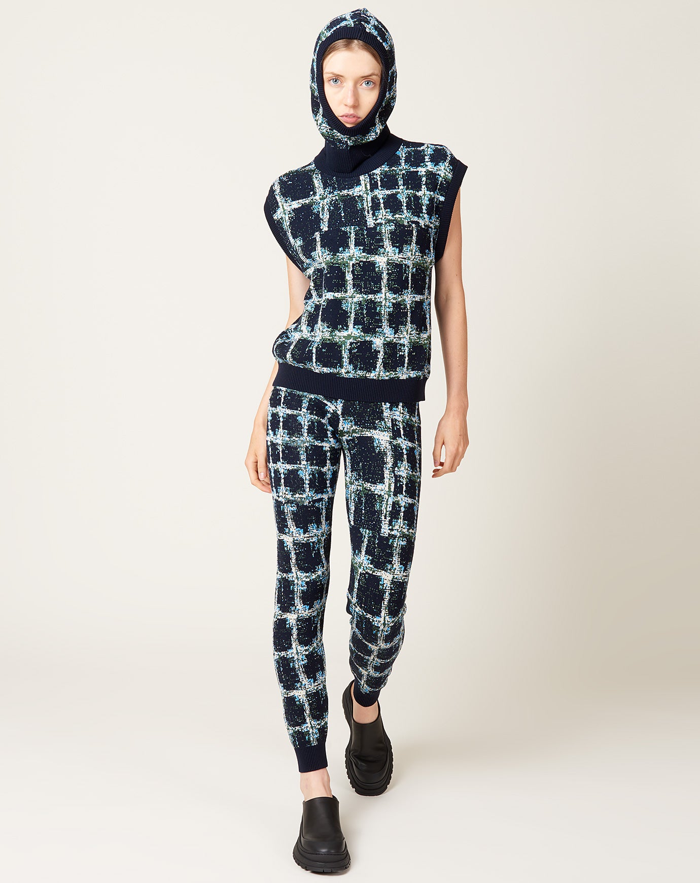 Henrik Vibskov Dusk Knitted Pants in Black Shibori Checks