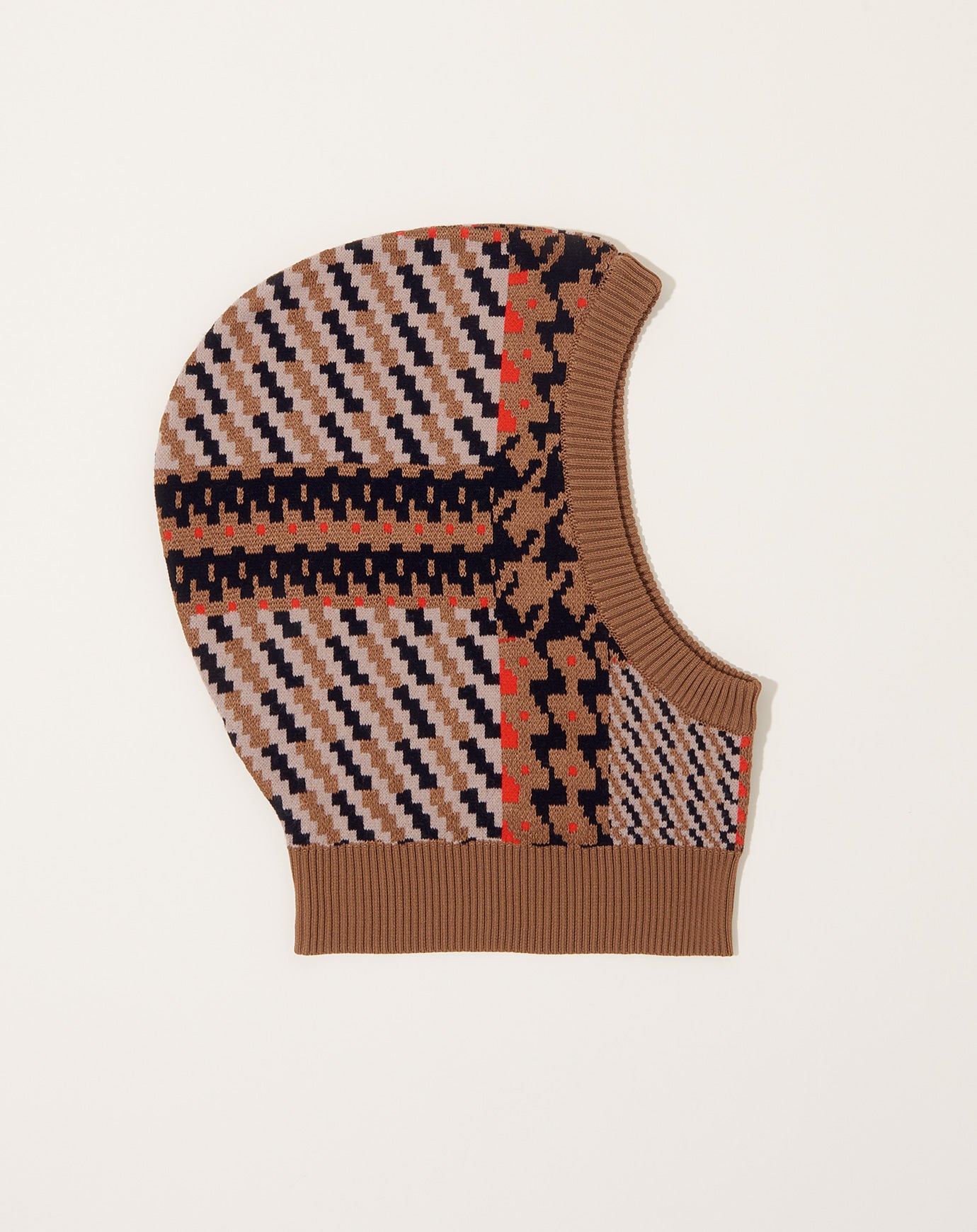 Henrik Vibskov Dusk Knit Balaclava in Orange Mixed Checks