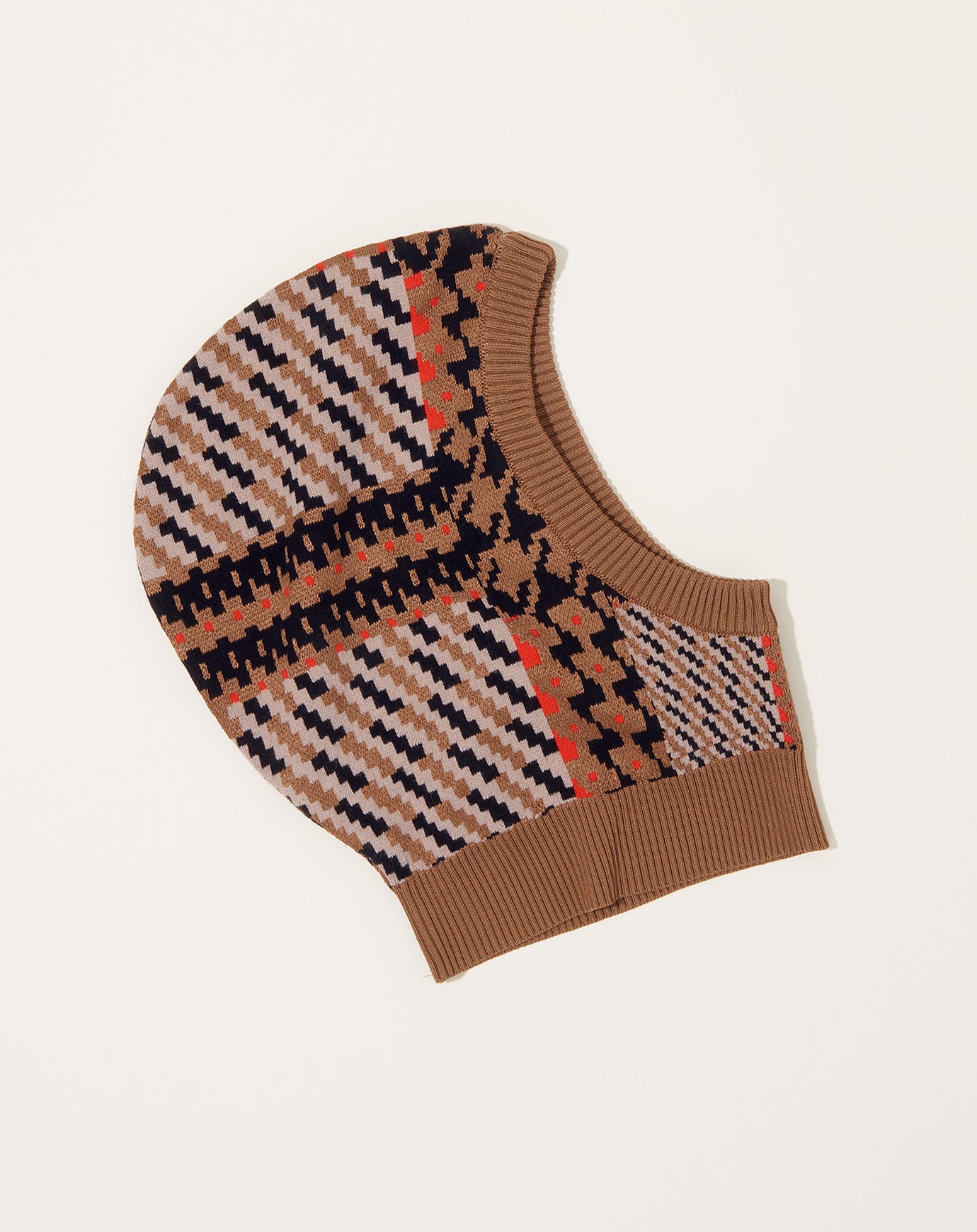 Henrik Vibskov Dusk Knit Balaclava in Orange Mixed Checks