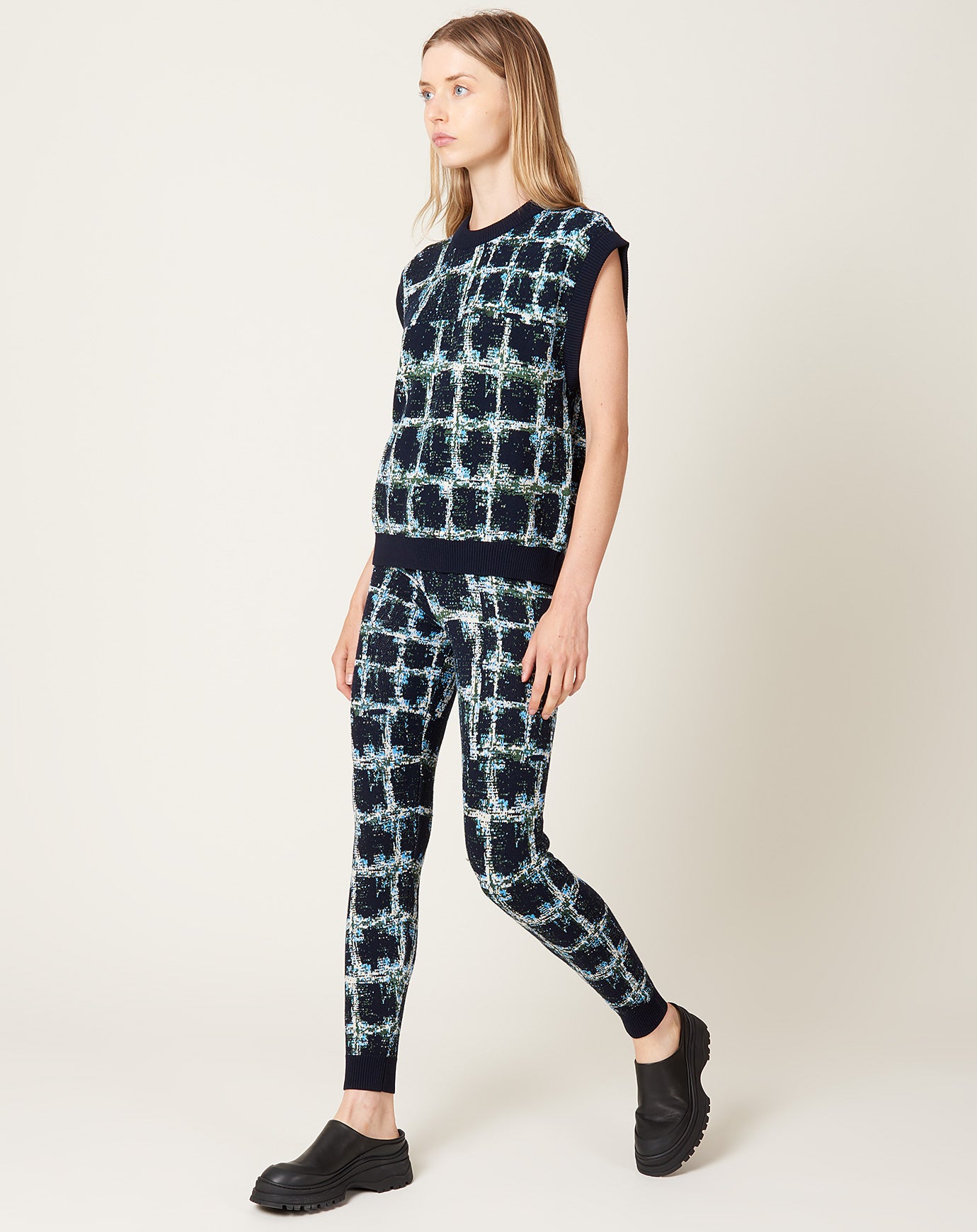 Henrik Vibskov Dusk Knitted Pants in Black Shibori Checks