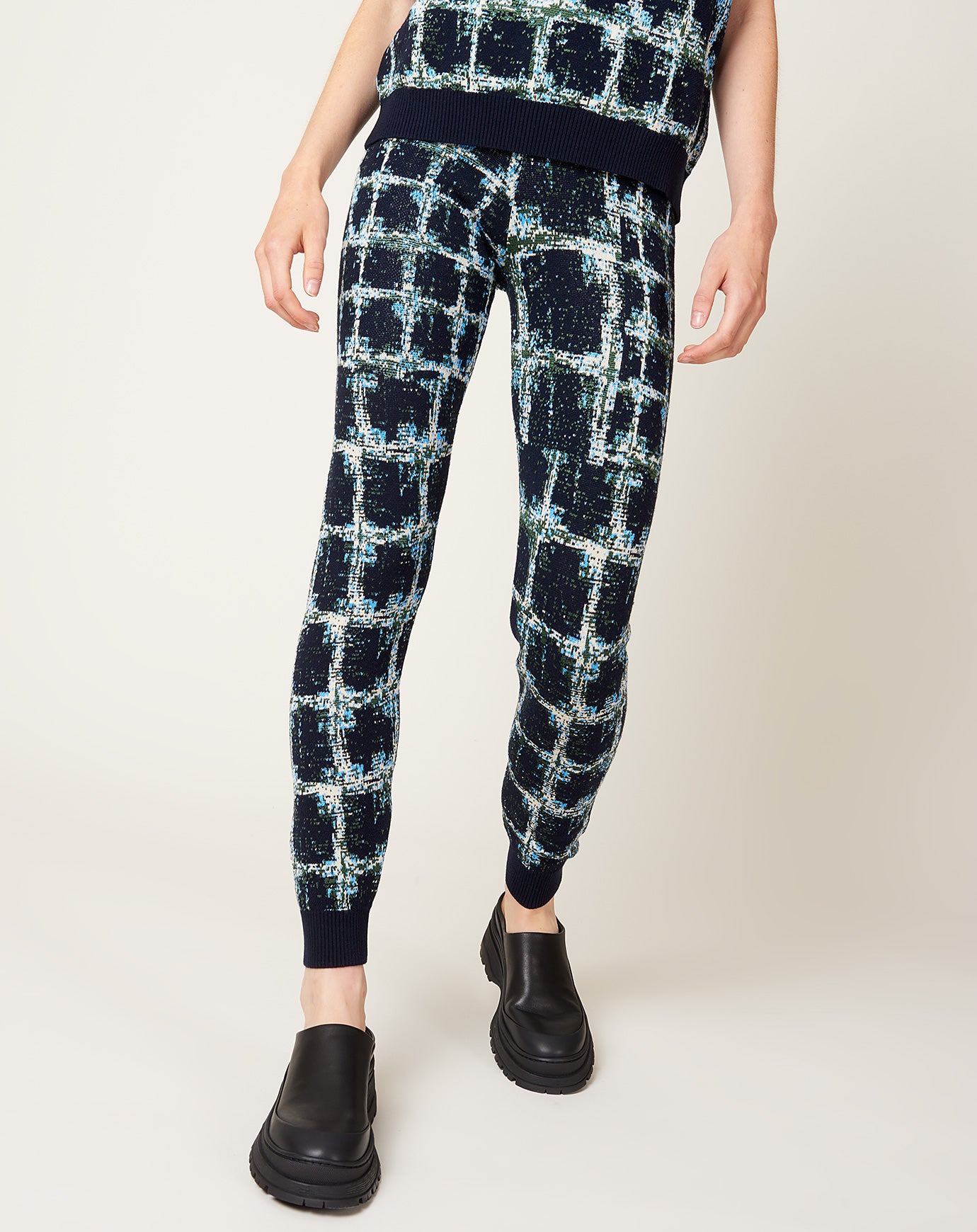 Henrik Vibskov Dusk Knitted Pants in Black Shibori Checks