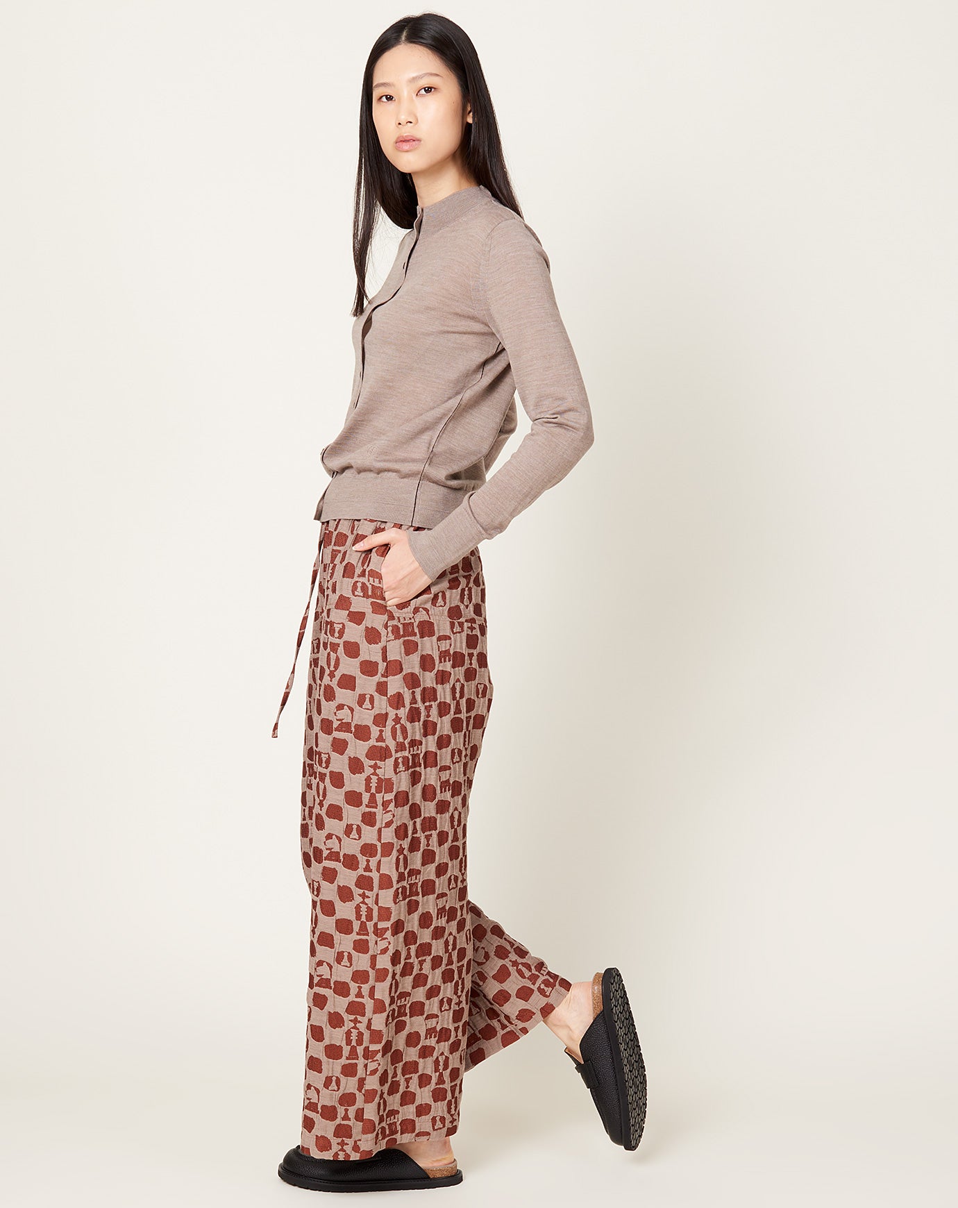 Henrik Vibskov Eclipse Pants in Beige Orange Chess