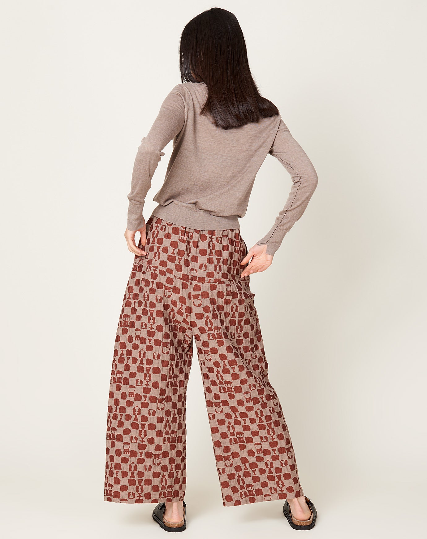 Henrik Vibskov Eclipse Pants in Beige Orange Chess