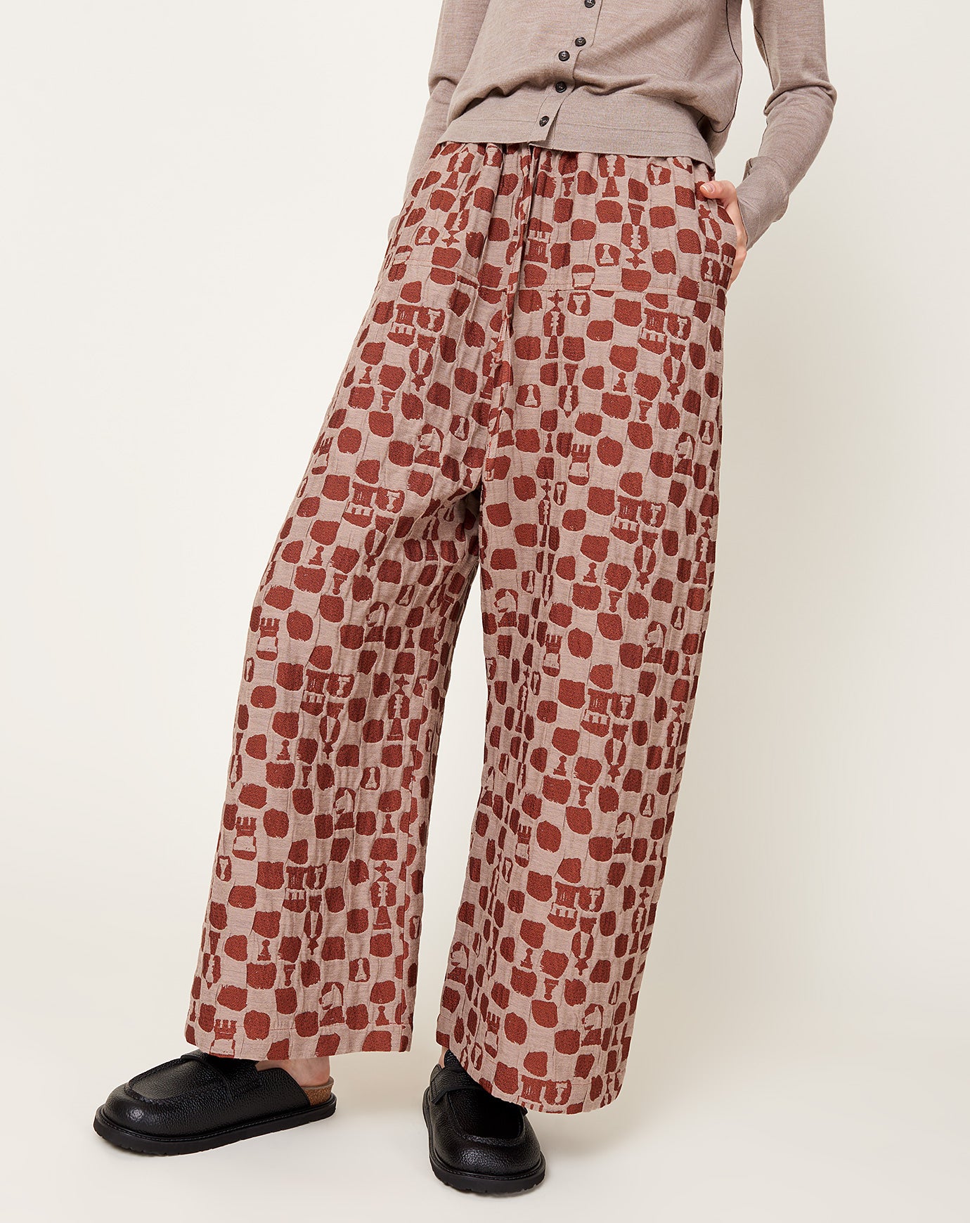 Henrik Vibskov Eclipse Pants in Beige Orange Chess