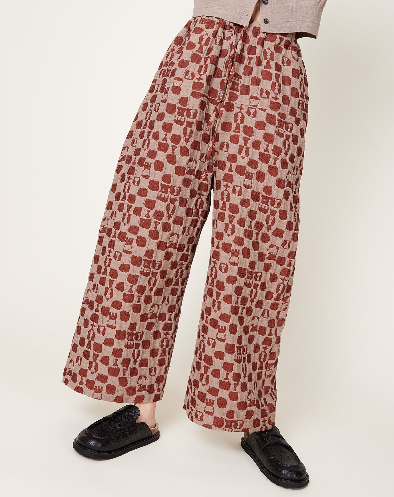 Henrik Vibskov Eclipse Pants in Beige Orange Chess