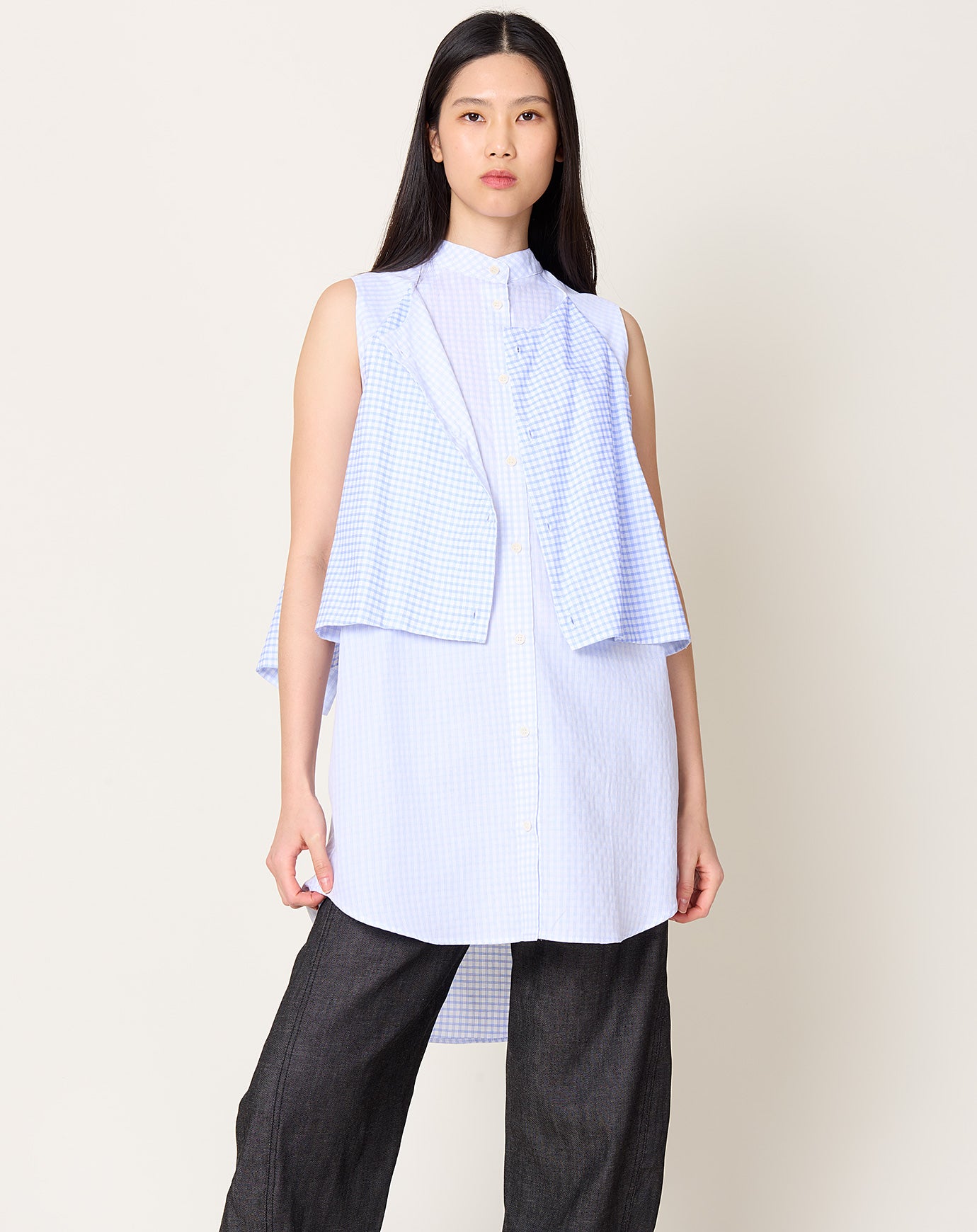 Henrik Vibskov Flip Dress in White Blue Grid