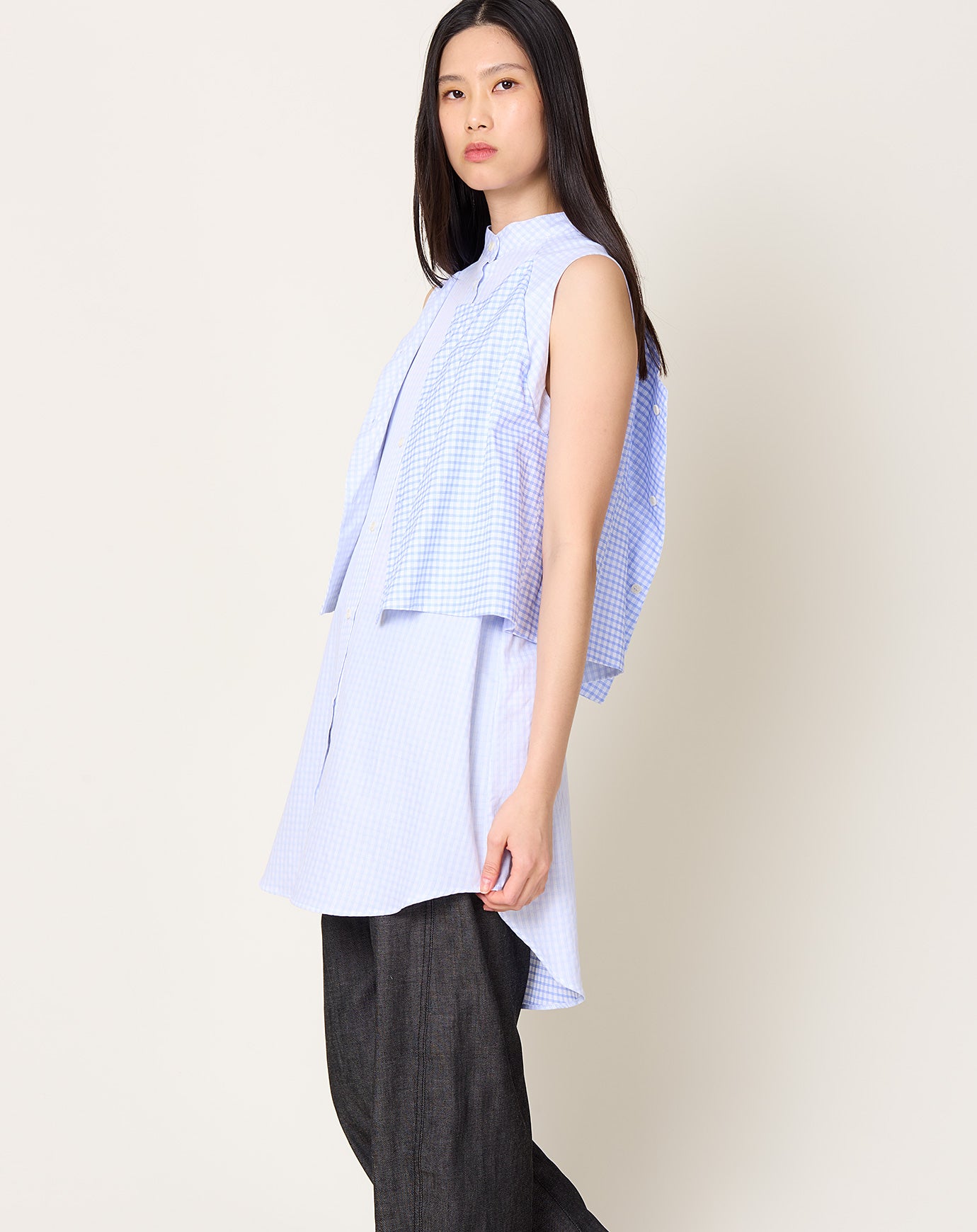 Henrik Vibskov Flip Dress in White Blue Grid