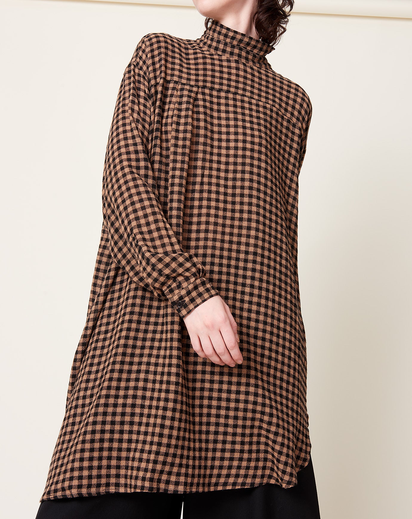 Henrik Vibskov Flip Shirt in Beige & Black Checks